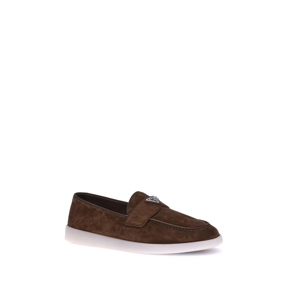 Prada Brown Calf Leather Bos Taurus Slip-On Loafers - Image 2