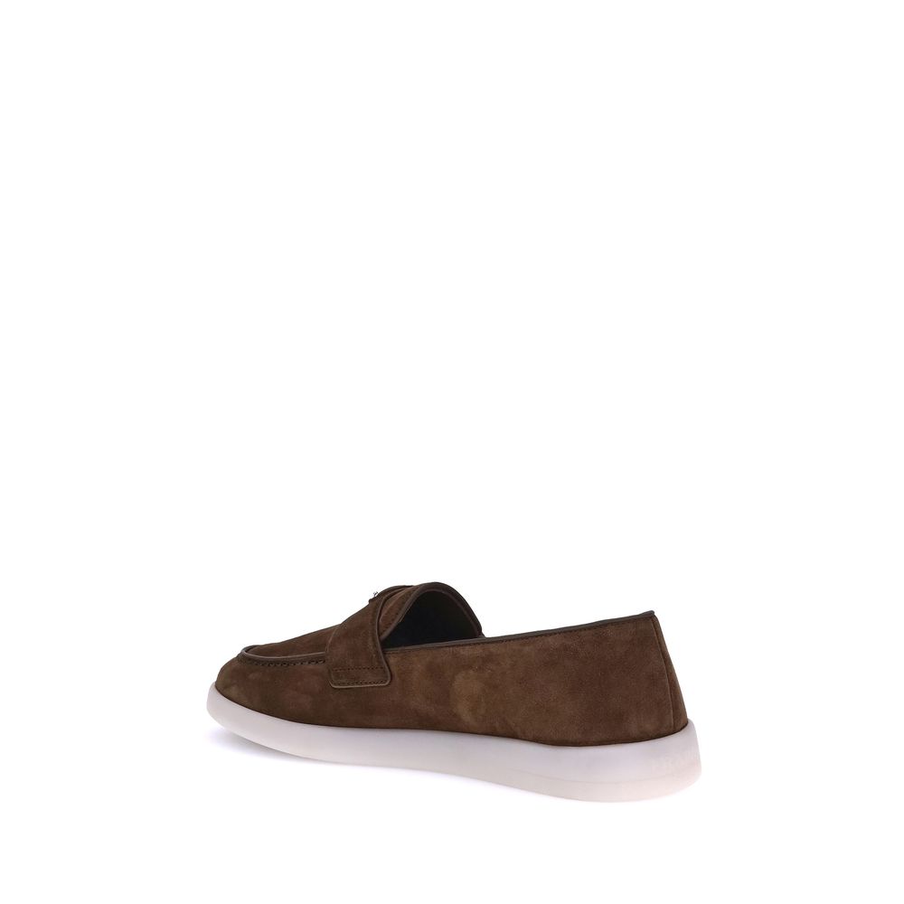 Prada Brown Calf Leather Bos Taurus Slip-On Loafers - Image 3