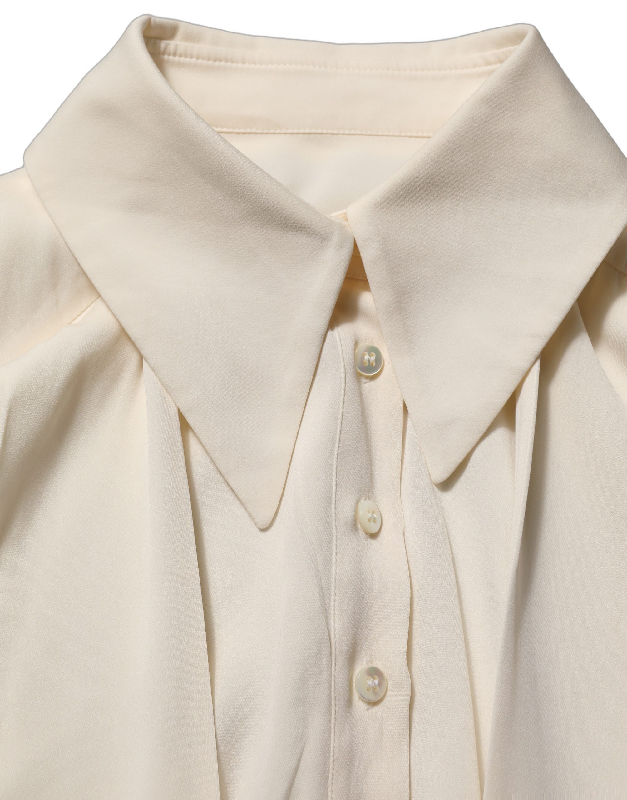 Dolce & Gabbana Off White Ascot Collar Long Sleeves Blouse Top - Image 2
