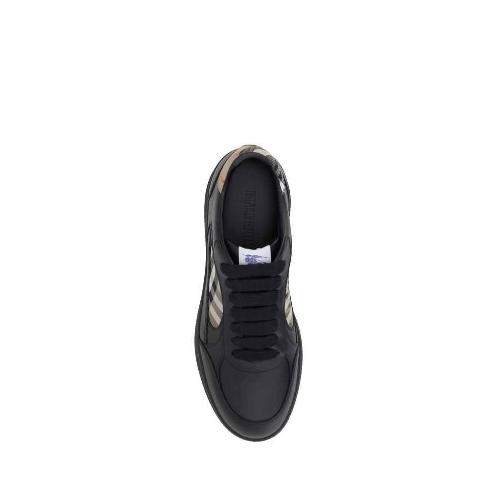 Burberry Black Calf Leather Bos Taurus Low Top Sneakers - Image 4