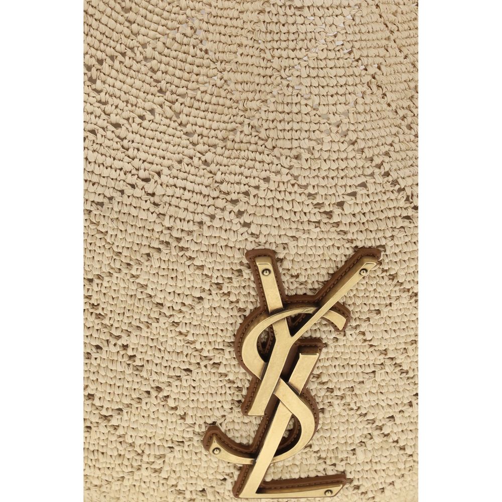 Saint Laurent Beige Raffia Shoulder Bag - Image 4