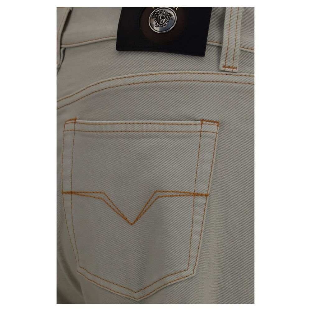 Versace Beige Cotton Tapered Jeans - Image 3