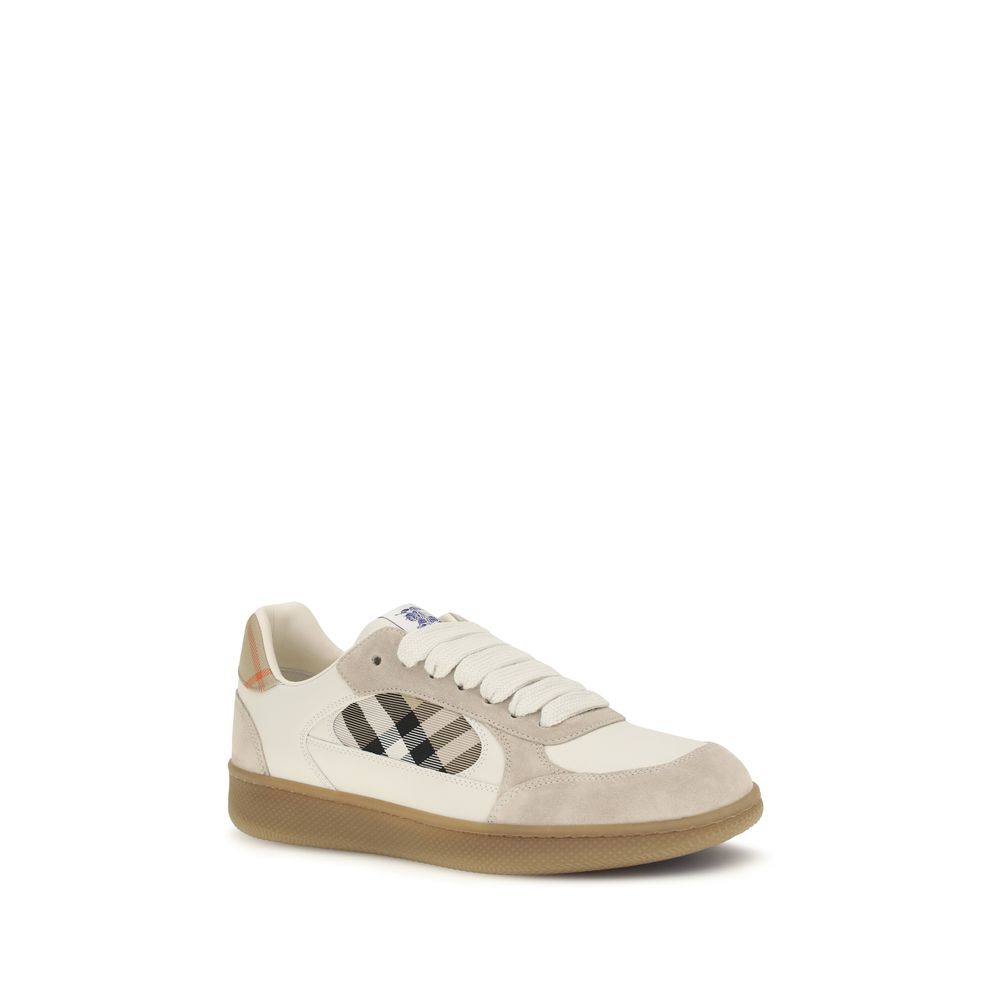 Burberry Beige Calf Leather Bos Taurus Low Top Sneakers - Image 2