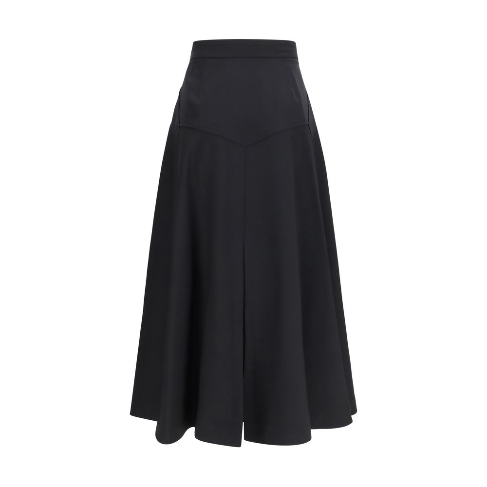 Burberry Black Wool Oves Aries Midi Skirt - Image 2