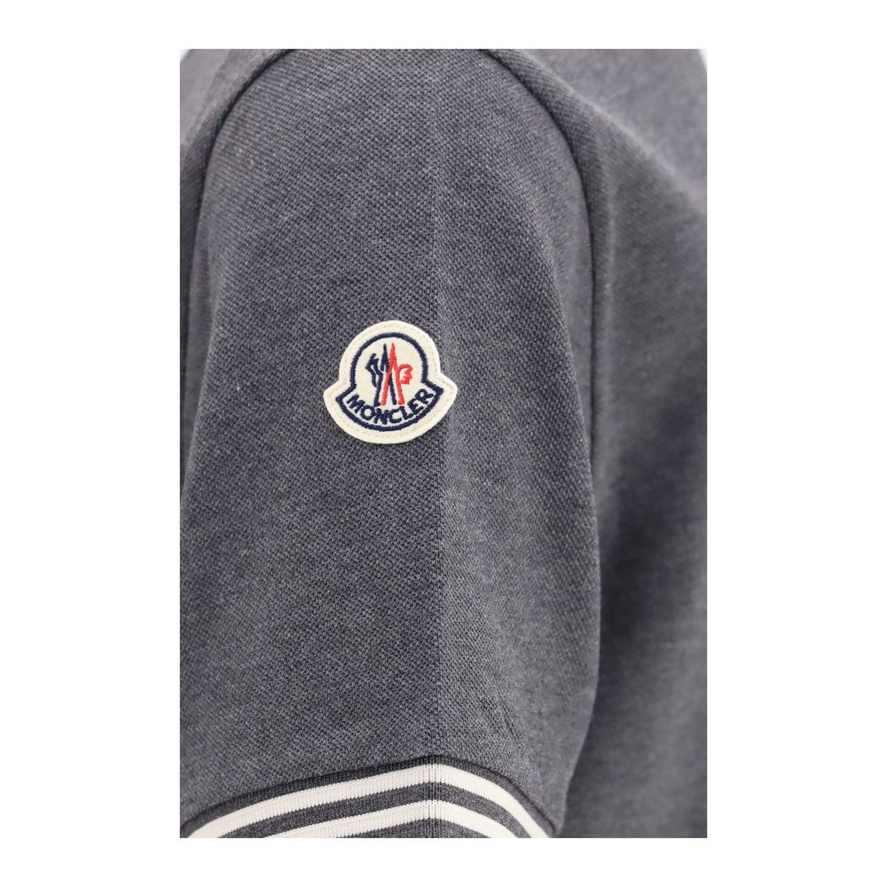 Moncler Gray Cotton Polo Shirt - Image 3