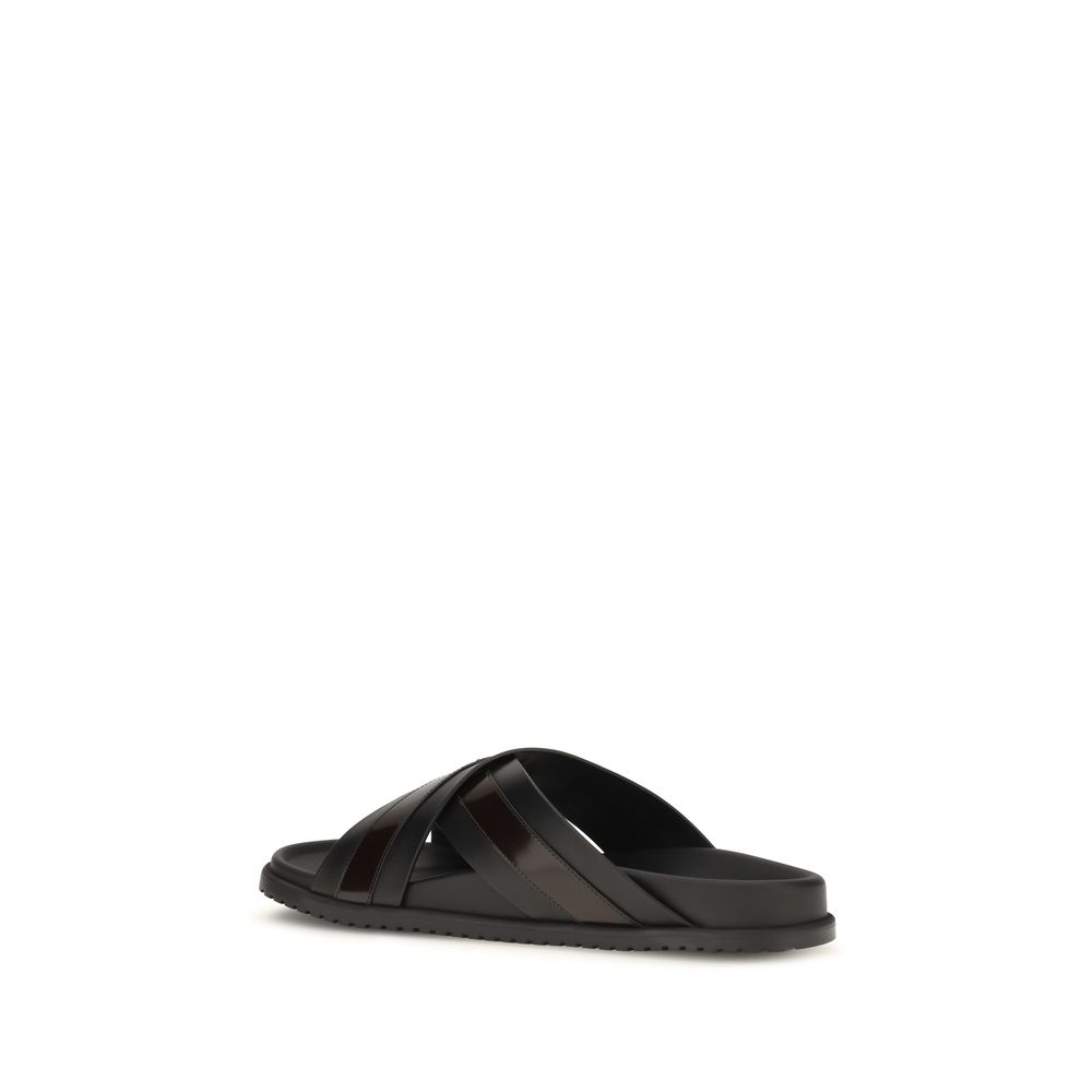 Dolce & Gabbana Black Calf Leather Bos Taurus Sandals - Image 3