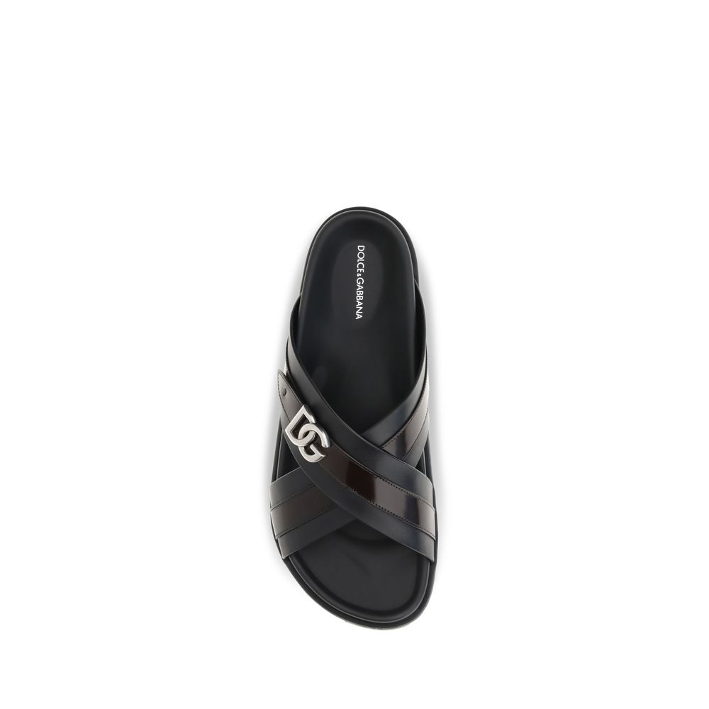 Dolce & Gabbana Black Calf Leather Bos Taurus Sandals - Image 4