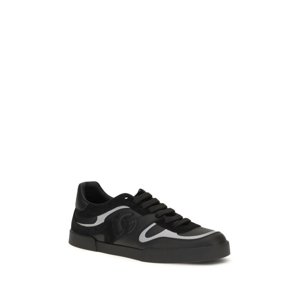 Dolce & Gabbana Black Calf Leather Bos Taurus Sneakers - Image 2