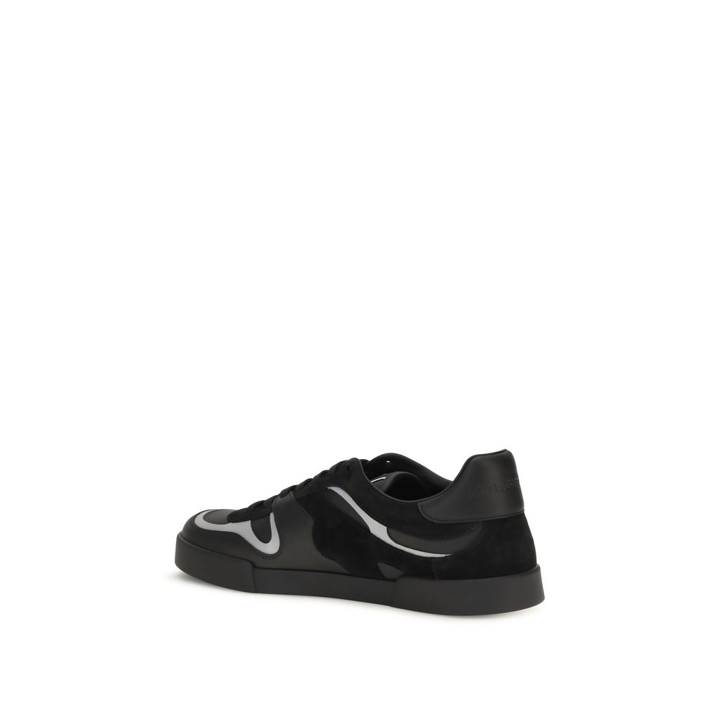 Dolce & Gabbana Black Calf Leather Bos Taurus Sneakers - Image 3