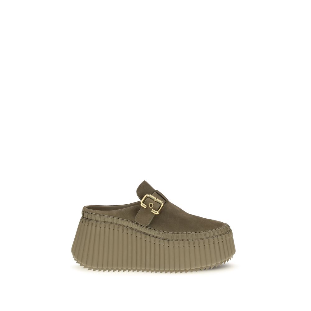 ChloƩ Bicolor Calf Leather Bos Taurus Mules