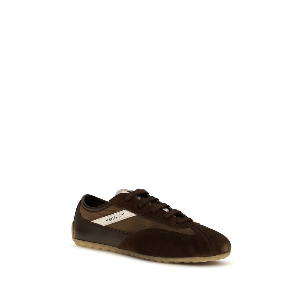 Alexander McQueen Brown Suede Leather Athletic Sneakers - Image 2