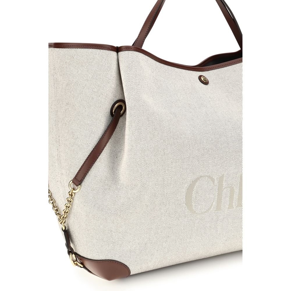 ChloƩ Beige Cotton Shoulder Bag - Image 4