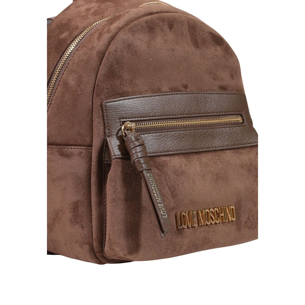 Love Moschino Brown Polyester Backpack - Image 4