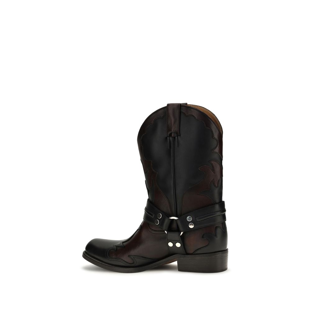 Versace Black Calf Leather Bos Taurus Boots - Image 3