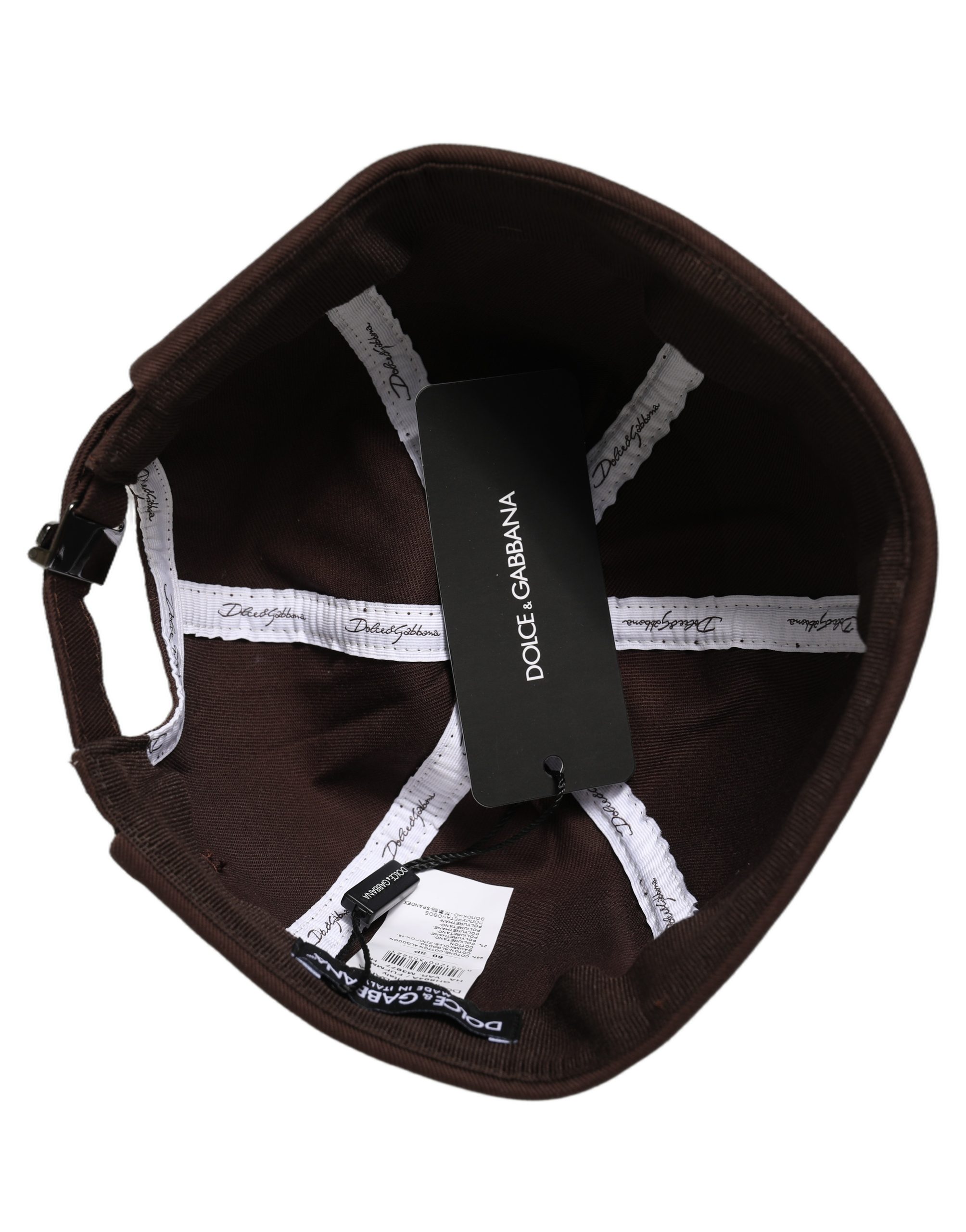 Dolce & Gabbana Men Brown Cotton Docker Capello Brimless Hat - Image 7