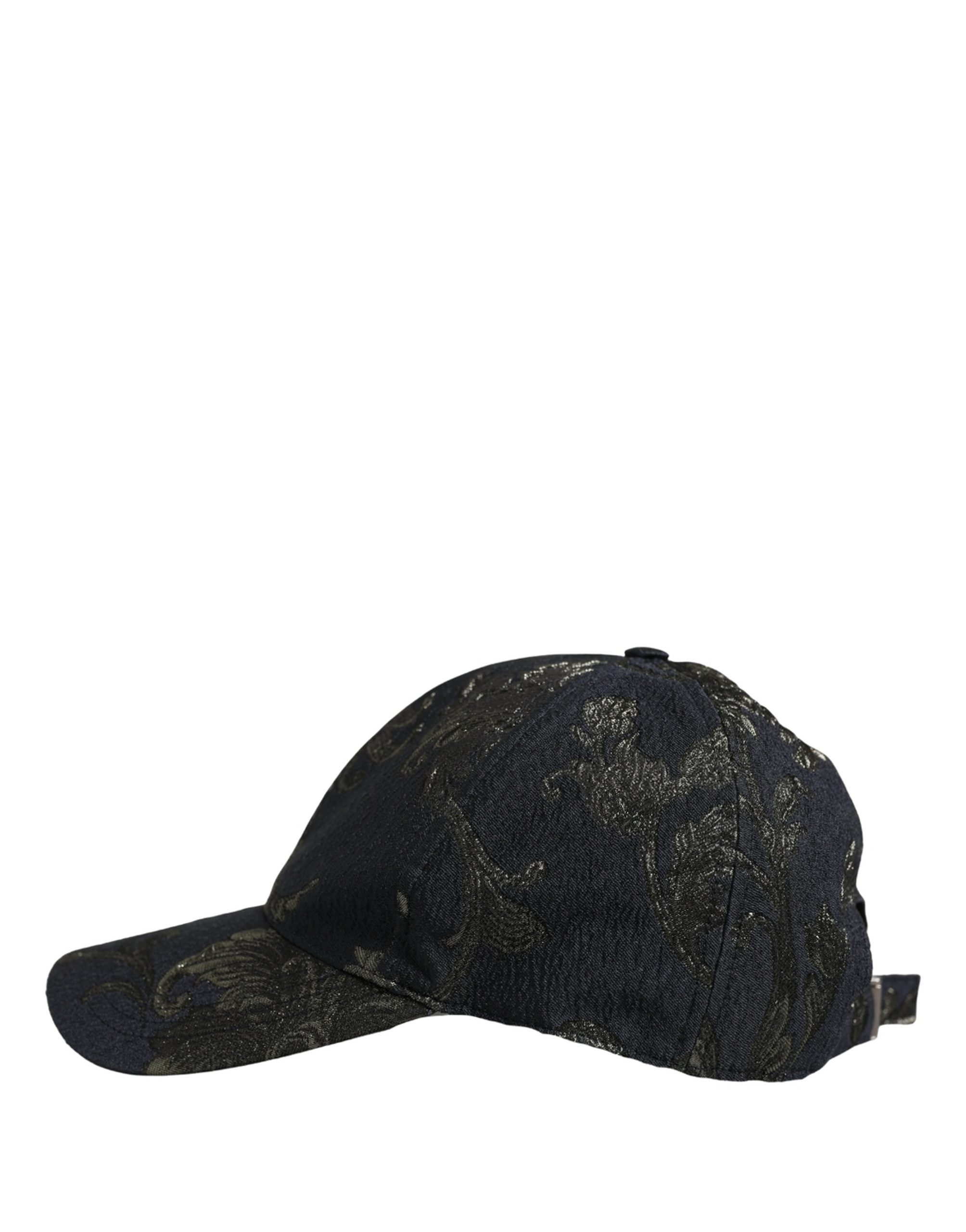 Dolce & Gabbana Men Black Floral Barocco Cotton Baseball Cap Hat - Image 5
