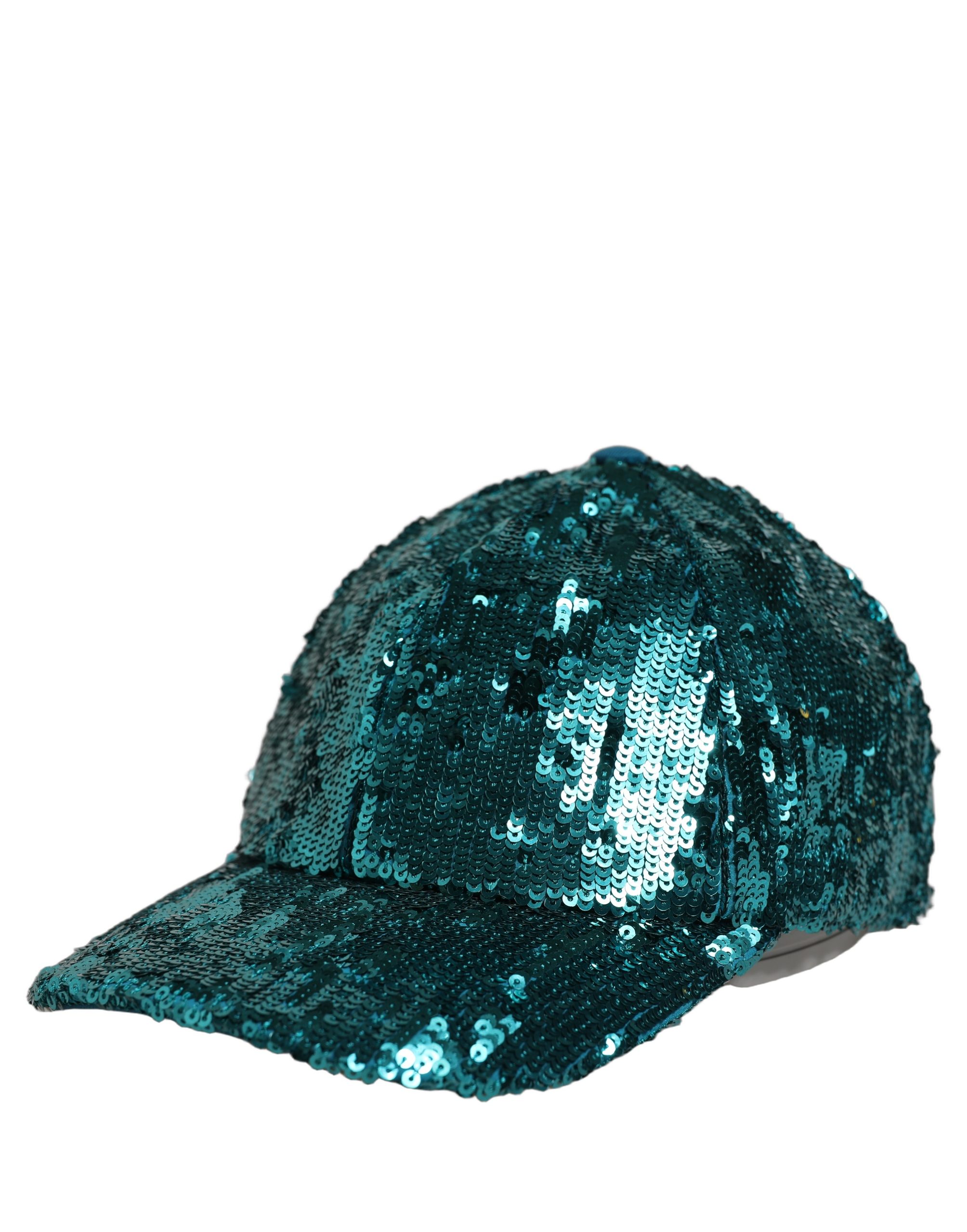 Dolce & Gabbana Men Green Cotton Sequin Baseball Cap 6 Panels Hat - Image 2