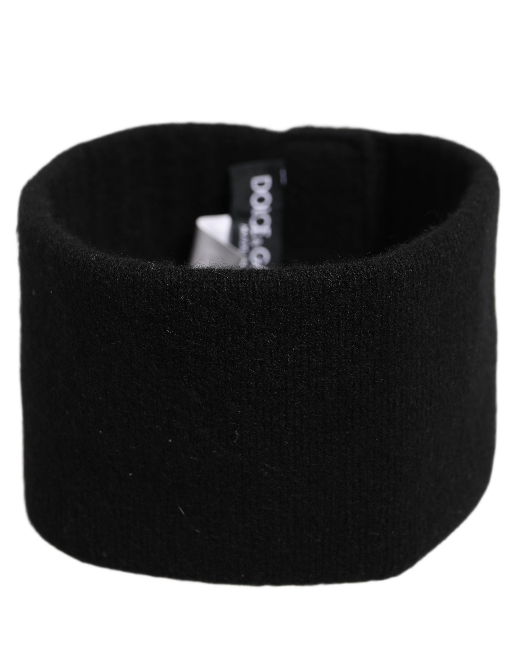 Dolce & Gabbana Men Black Cashmere Knitted Logo Head Band One Size - Image 2