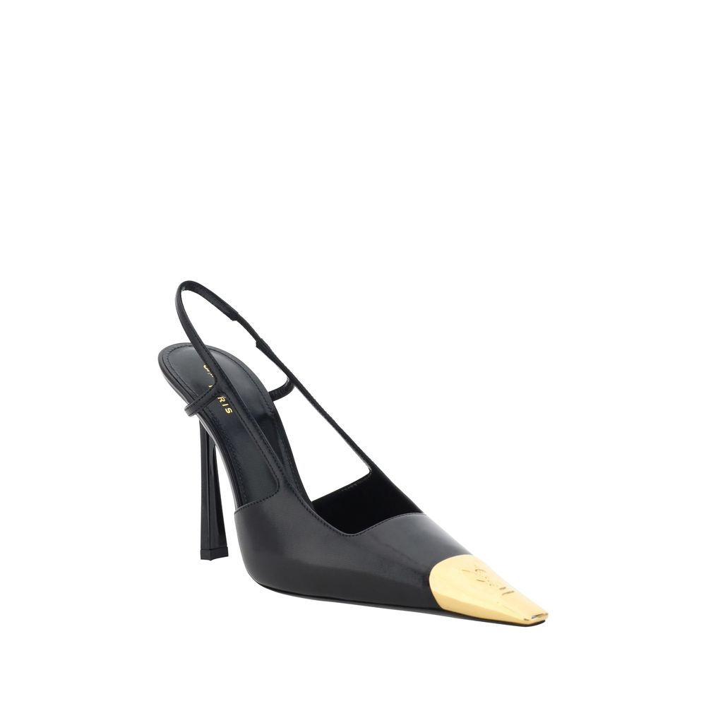Saint Laurent Black Calf Leather Bos Taurus High Heel Pumps - Image 2