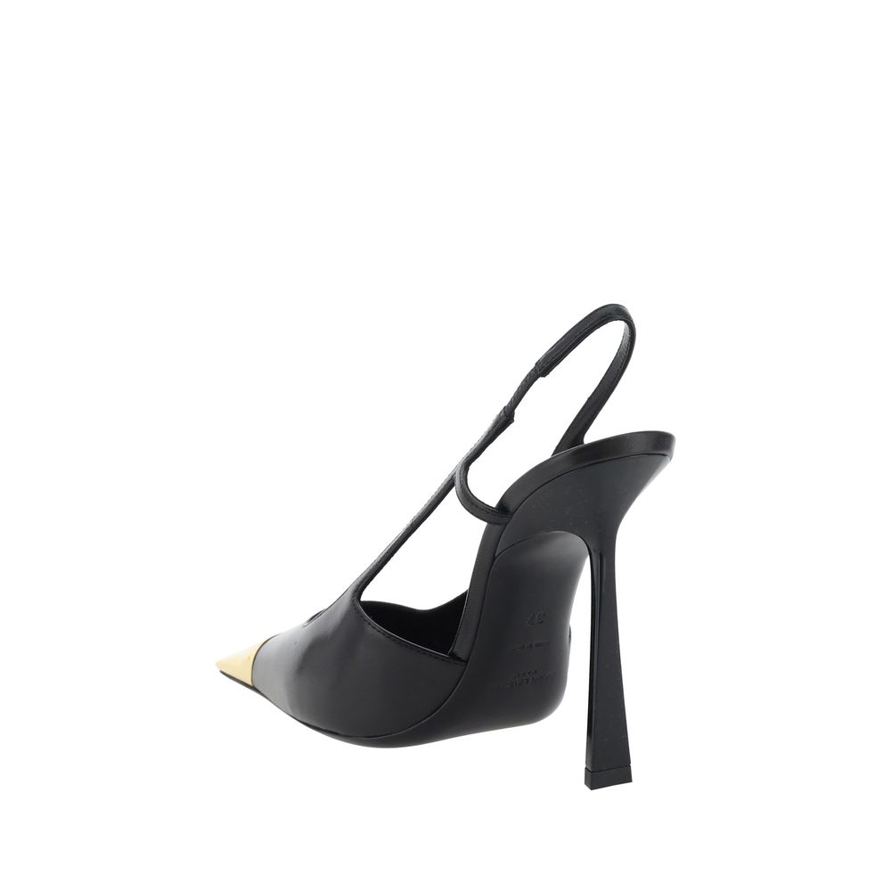 Saint Laurent Black Calf Leather Bos Taurus High Heel Pumps - Image 3