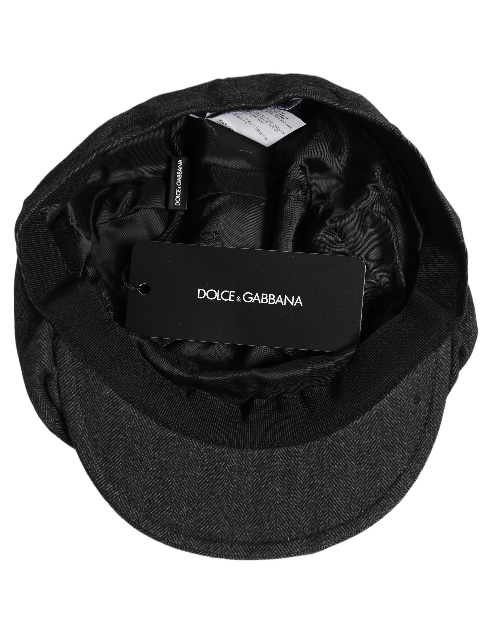 Dolce & Gabbana Men Black Cotton Flat Cloth Newsboy Cap Hat - Image 3