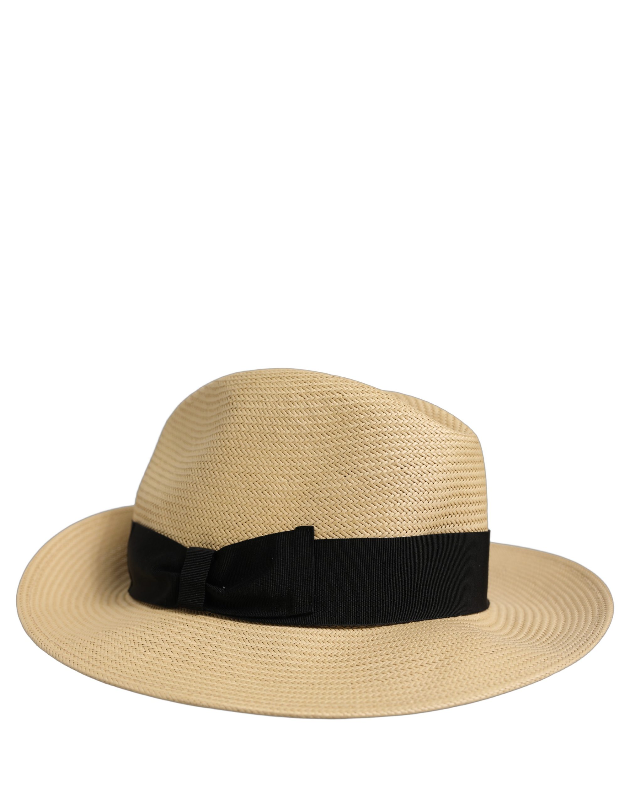 Dolce & Gabbana Men Beige Paper Straw Fedora Panama Capello Hat - Image 2