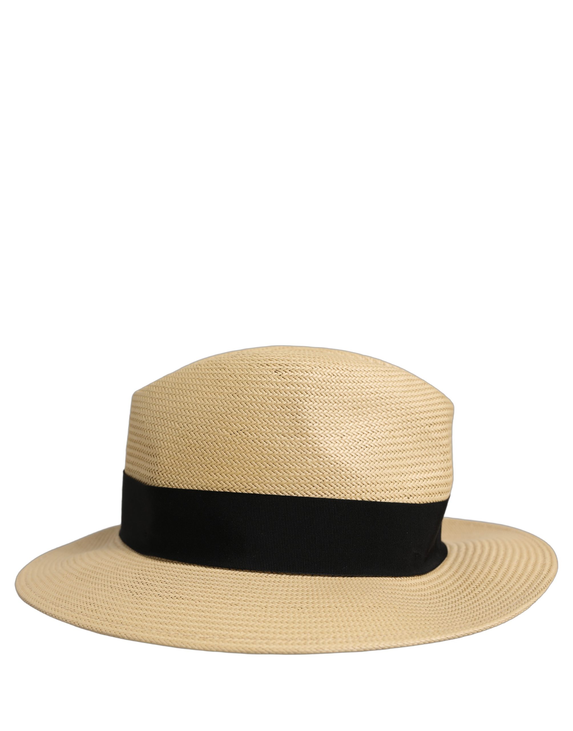 Dolce & Gabbana Men Beige Paper Straw Fedora Panama Capello Hat - Image 4