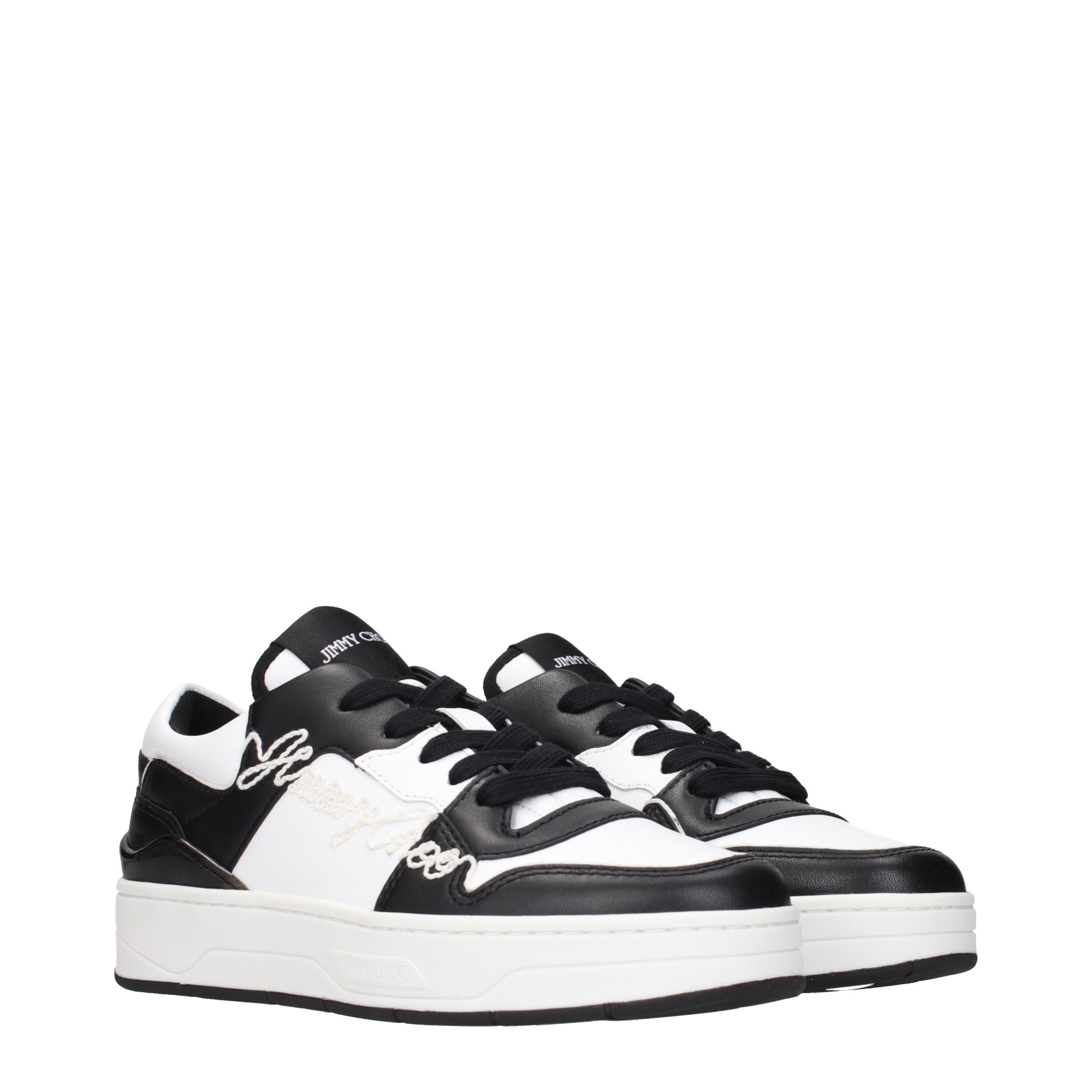 Jimmy Choo Black Leather Low Top Sneakers - Image 2