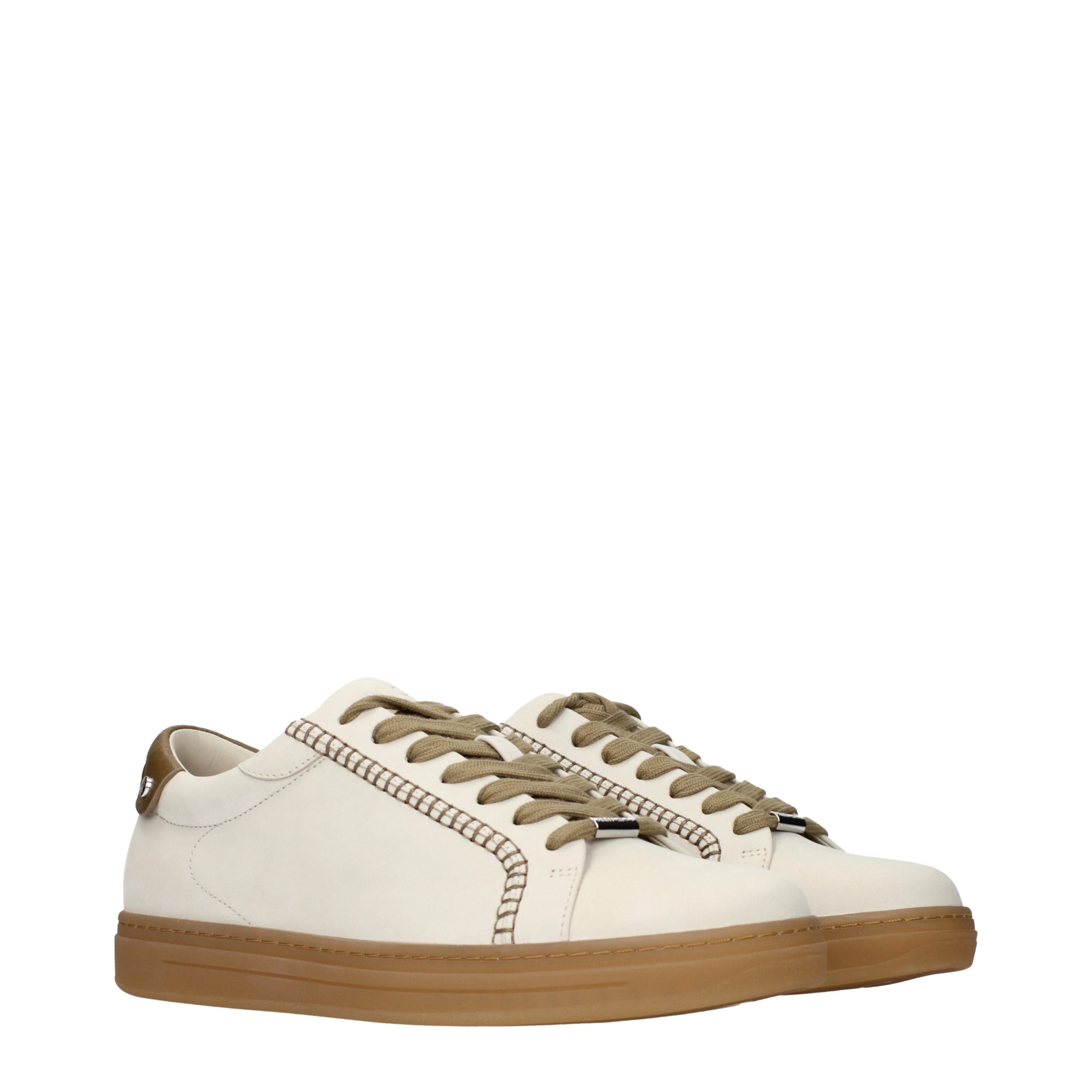 Jimmy Choo Beige Leather Sneakers - Image 2