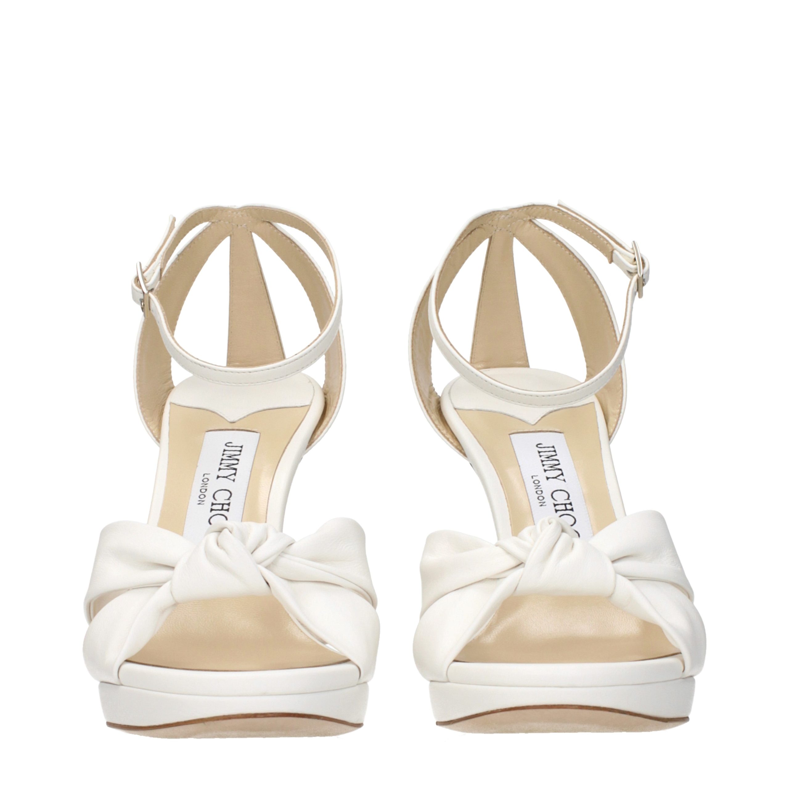 Jimmy Choo White Leather Platform Sandals - Image 3