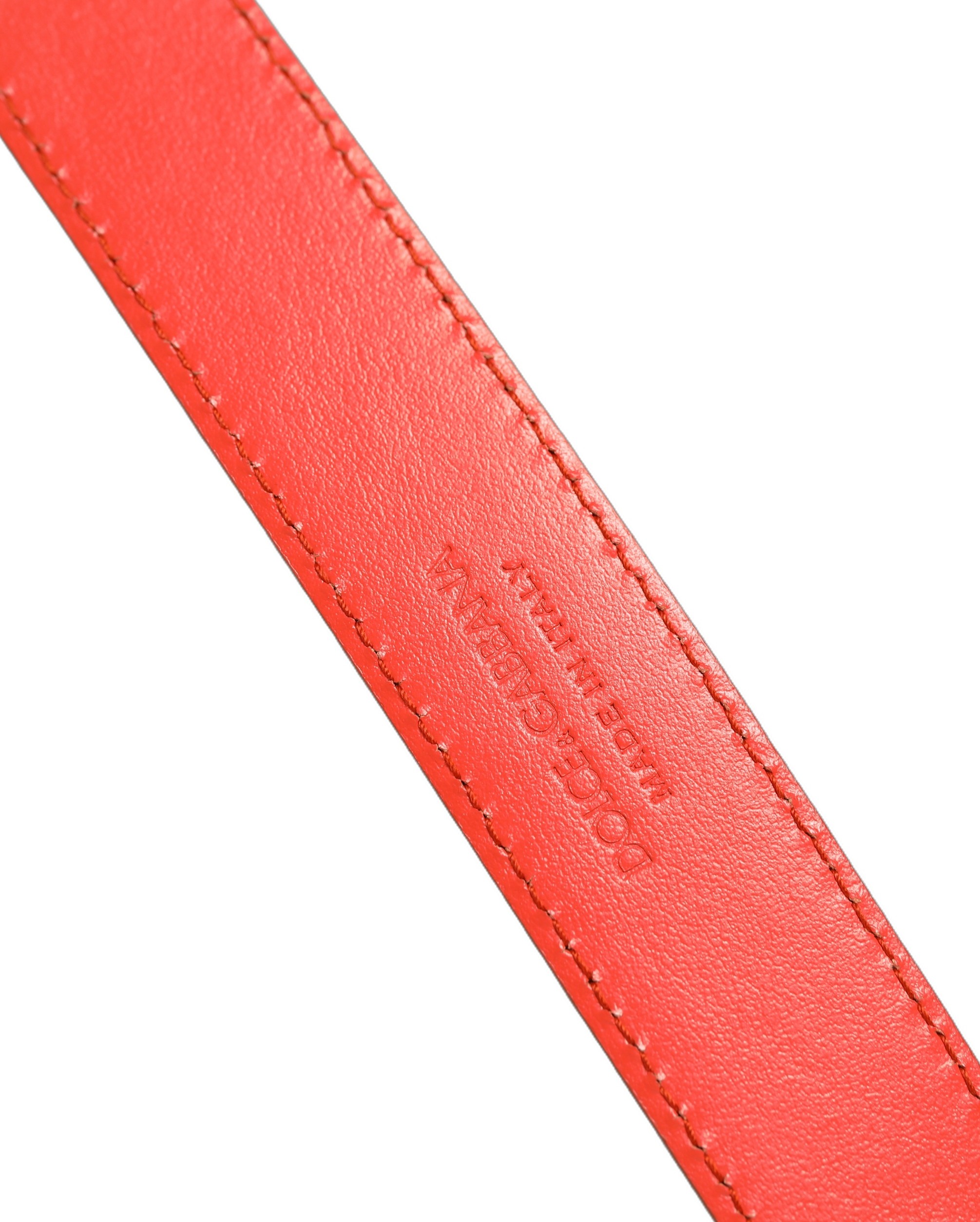 Dolce & Gabbana Red Leather Silver Metal Buckle Cintura Belt - Image 2