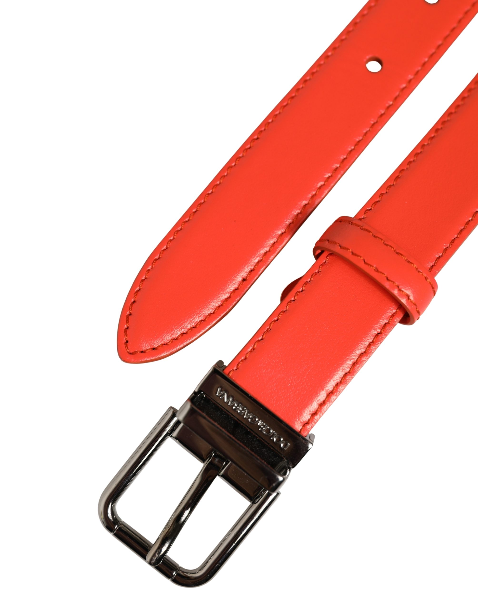 Dolce & Gabbana Red Leather Silver Metal Buckle Cintura Belt - Image 4