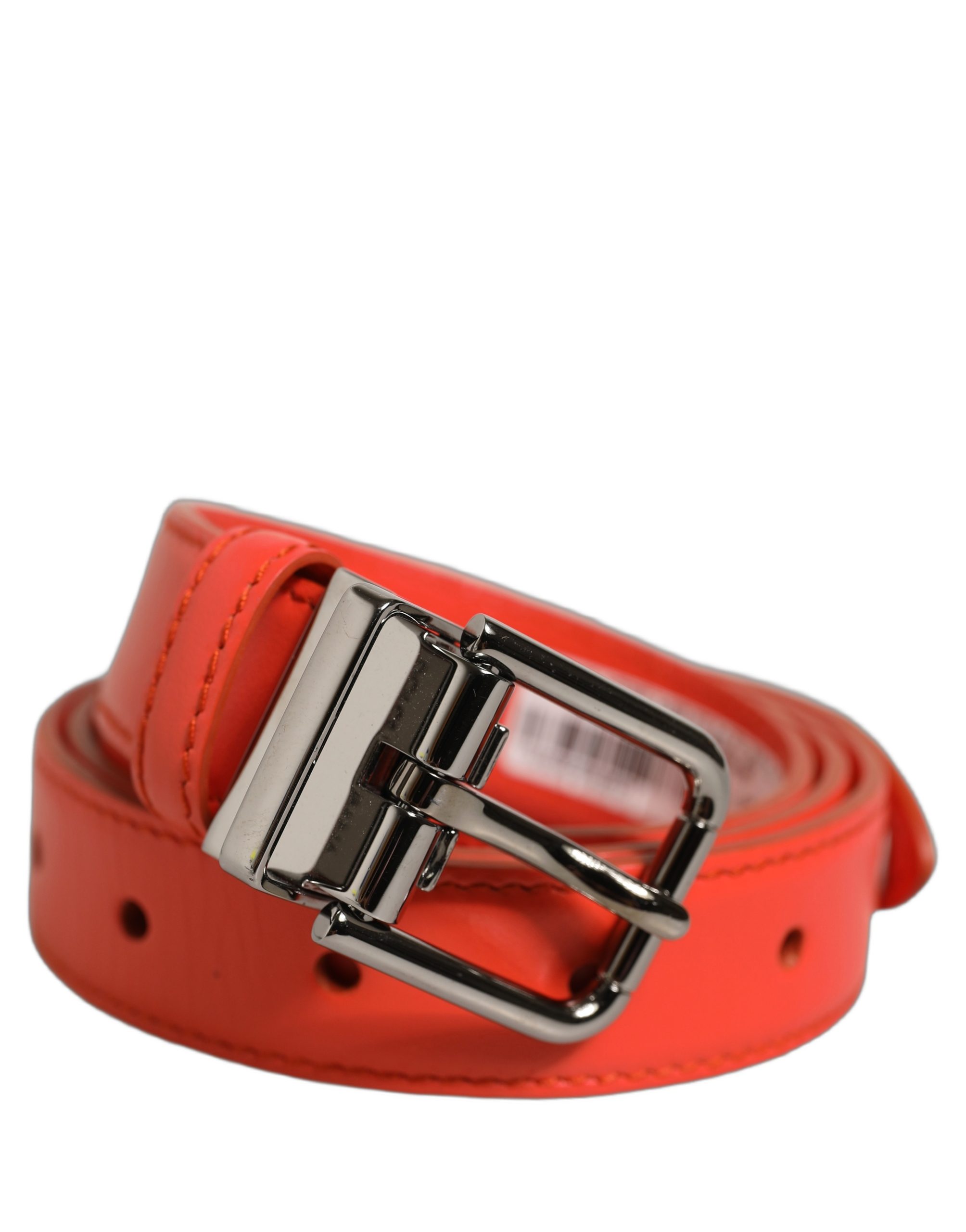 Dolce & Gabbana Red Leather Silver Metal Buckle Cintura Belt - Image 5