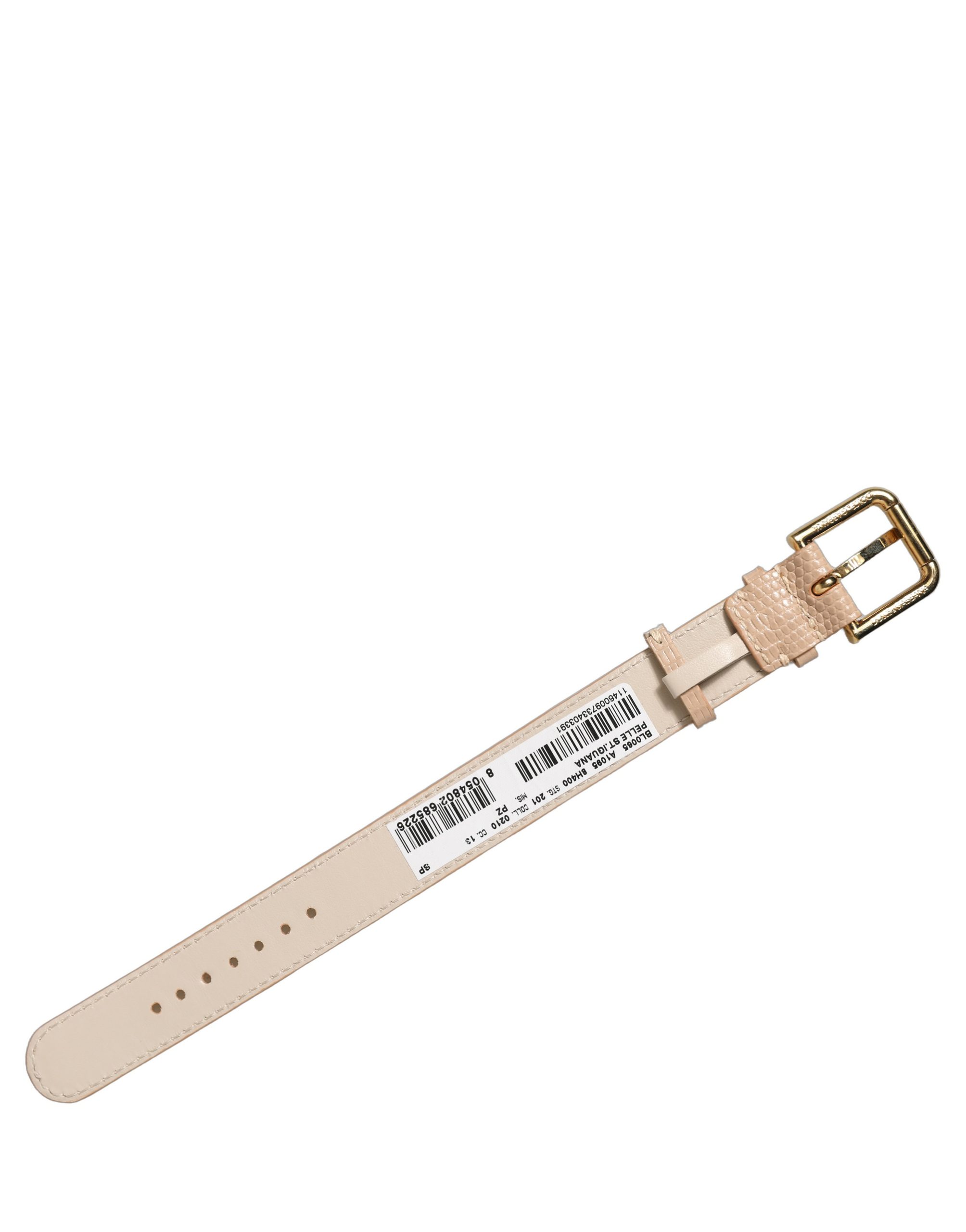 Dolce & Gabbana Beige Textured Leather Gold Buckle Belt Strap Bracelet - Image 4