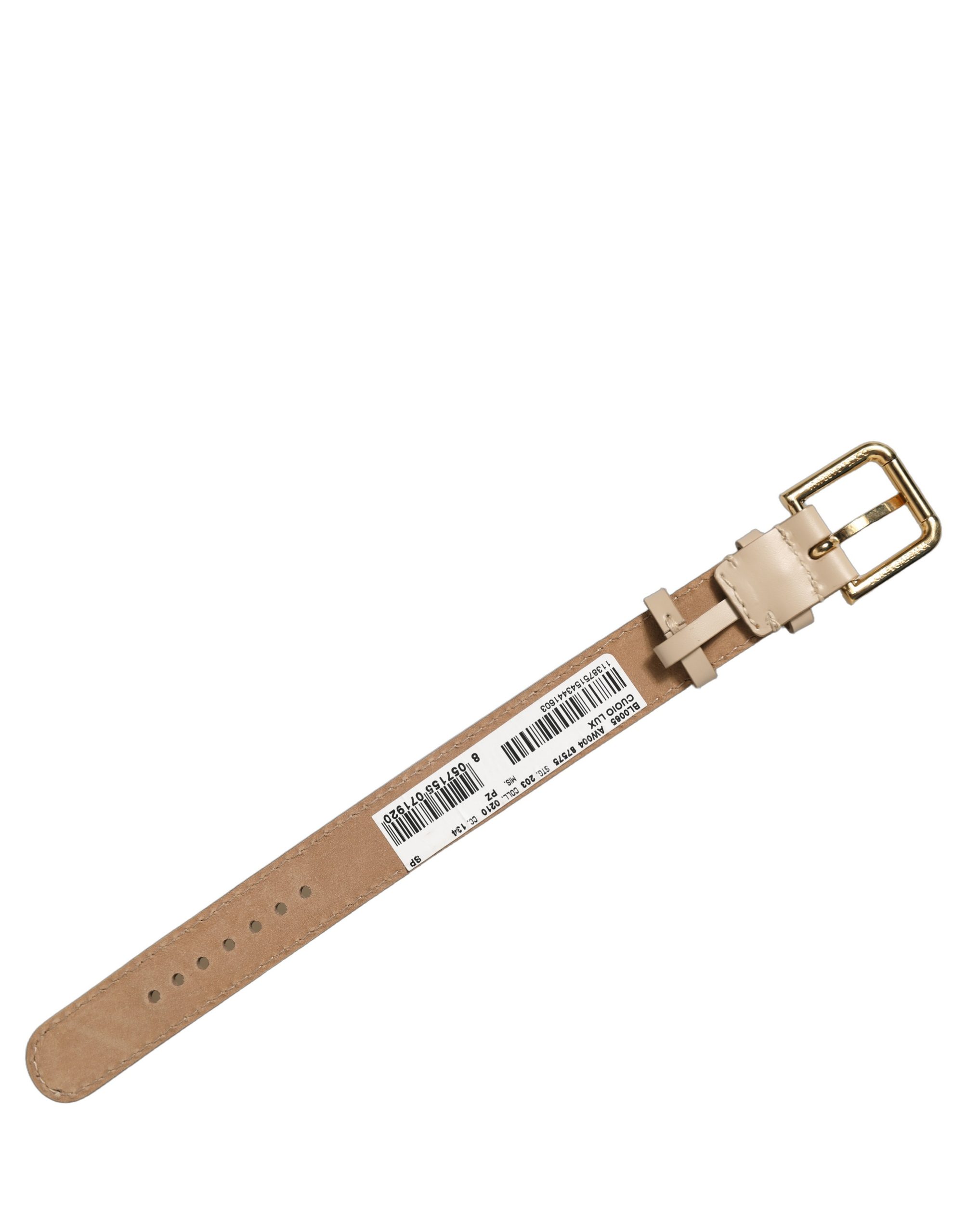 Dolce & Gabbana Beige Calfskin Leather Gold Buckle Belt Strap Bracelet - Image 4
