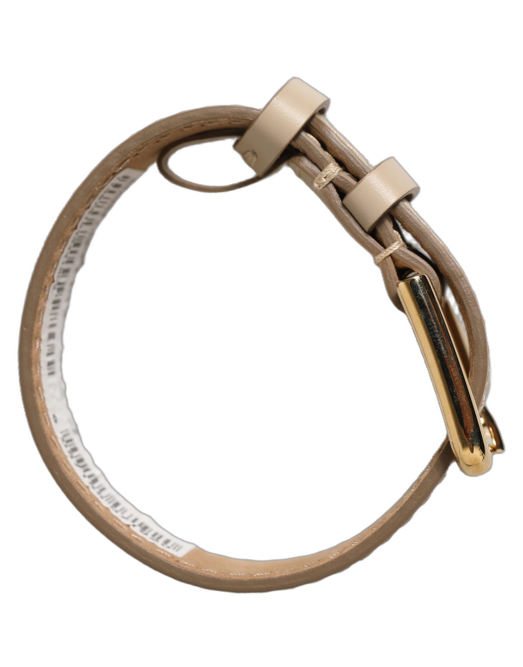 Dolce & Gabbana Beige Calfskin Leather Gold Buckle Belt Strap Bracelet - Image 7