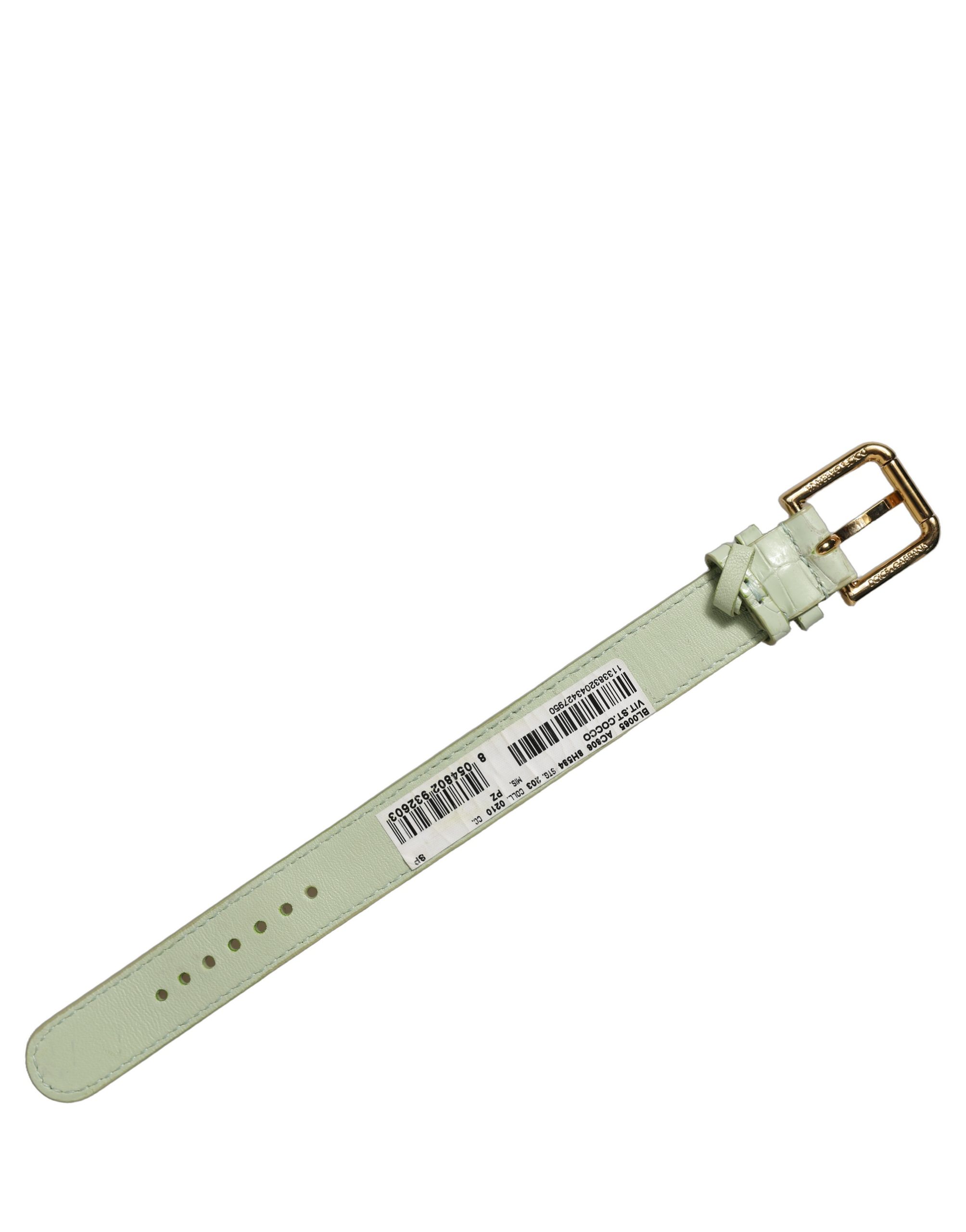 Dolce & Gabbana Green Embossed Leather Gold Buckle Belt Strap Bracelet - Image 4