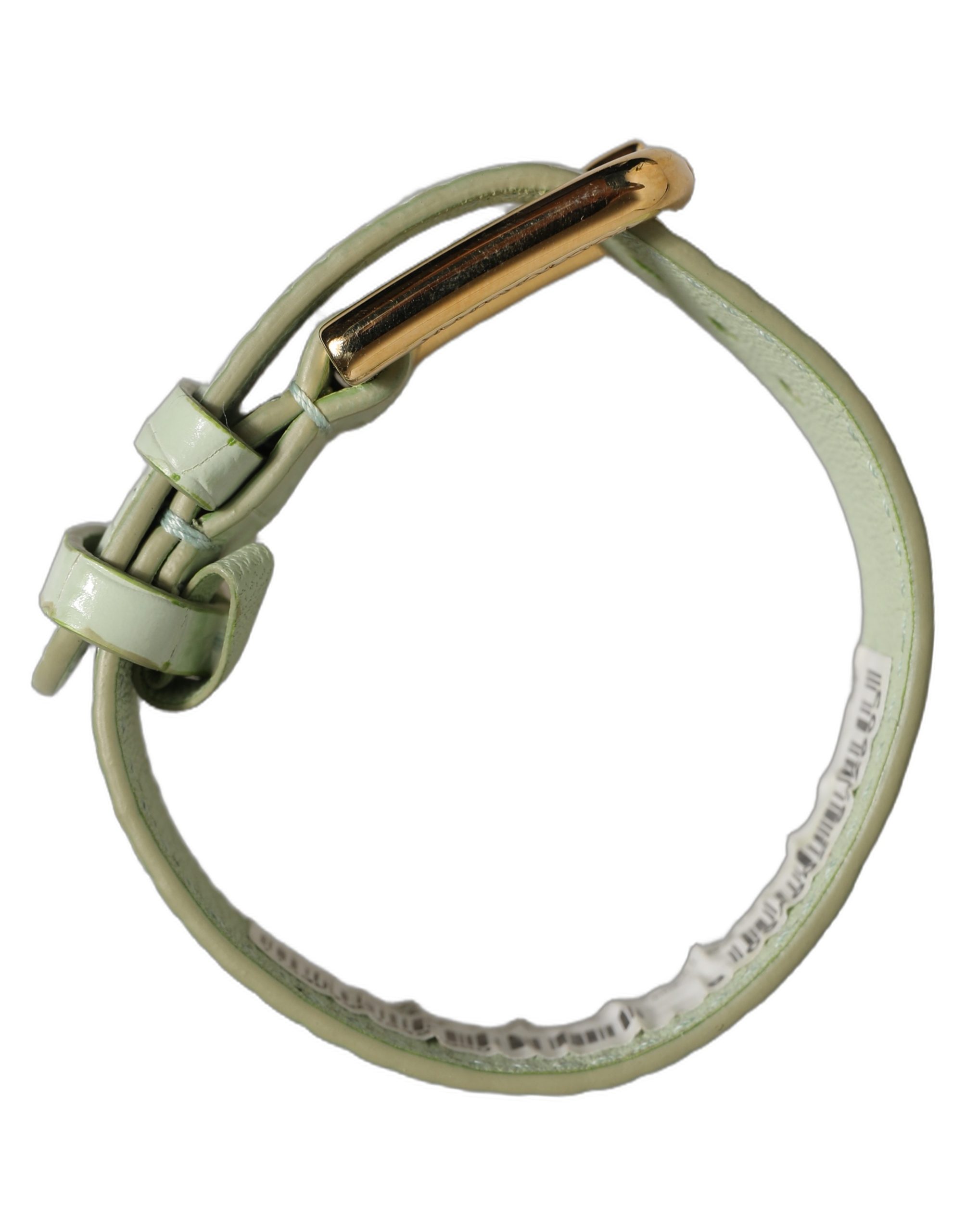 Dolce & Gabbana Green Embossed Leather Gold Buckle Belt Strap Bracelet - Image 7