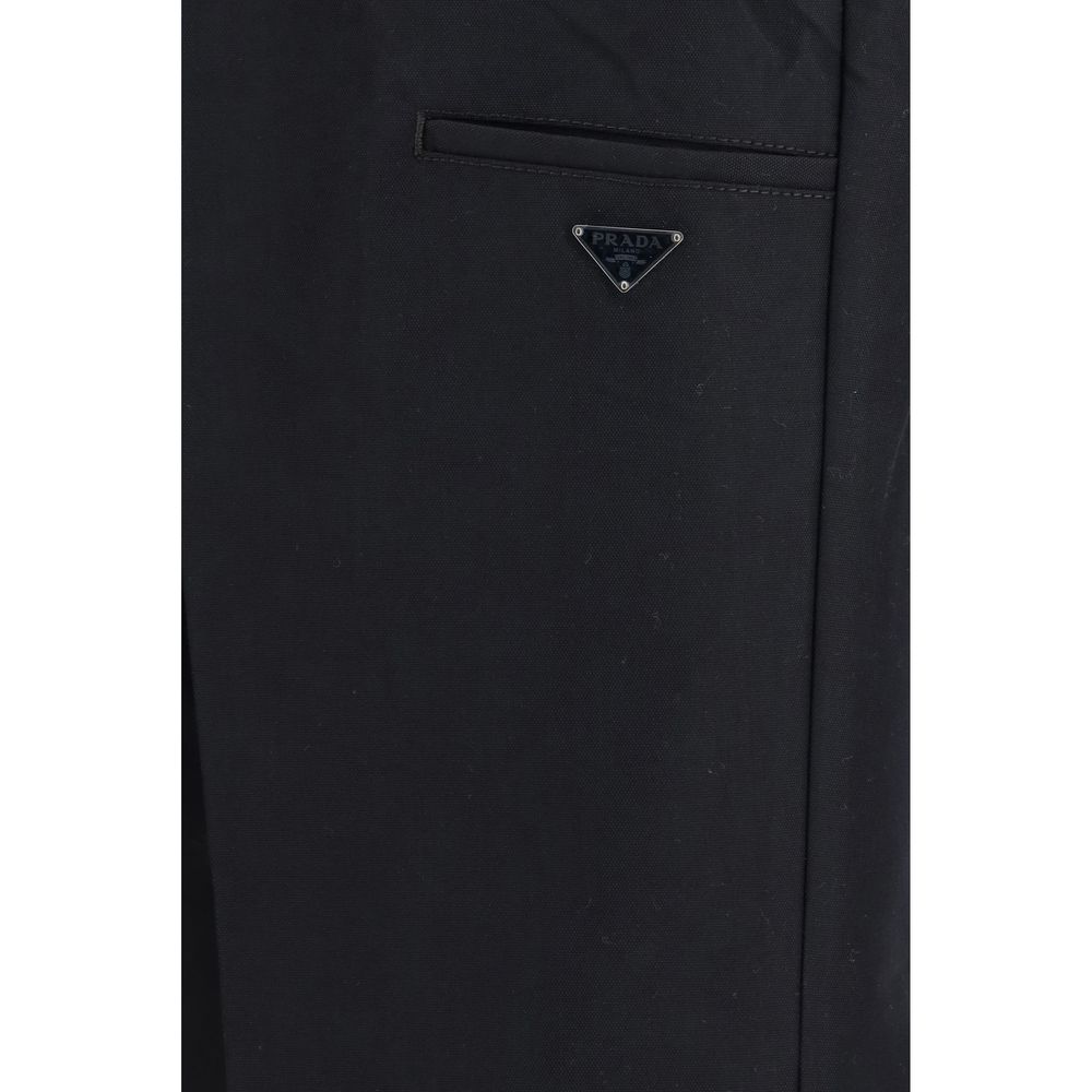 Prada Black Cotton Casual Pants - Image 3