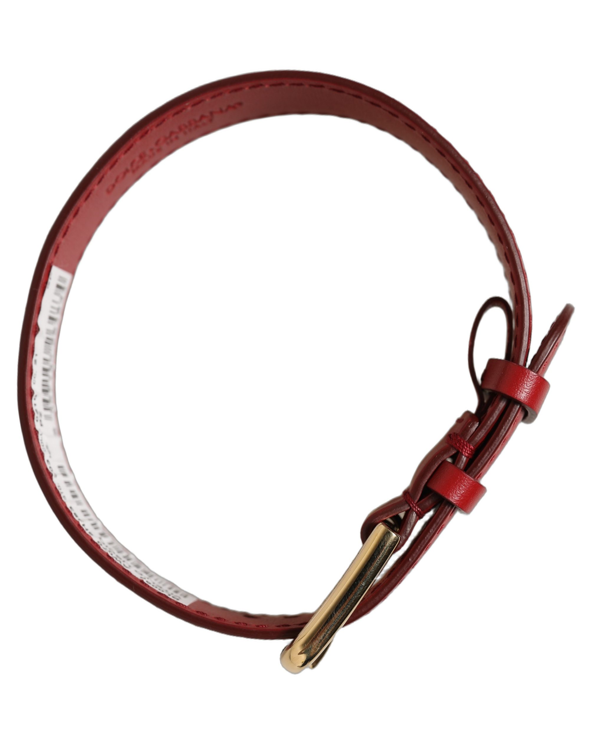 Dolce & Gabbana Red Calfskin Leather Gold Buckle Belt Strap Bracelet - Image 8