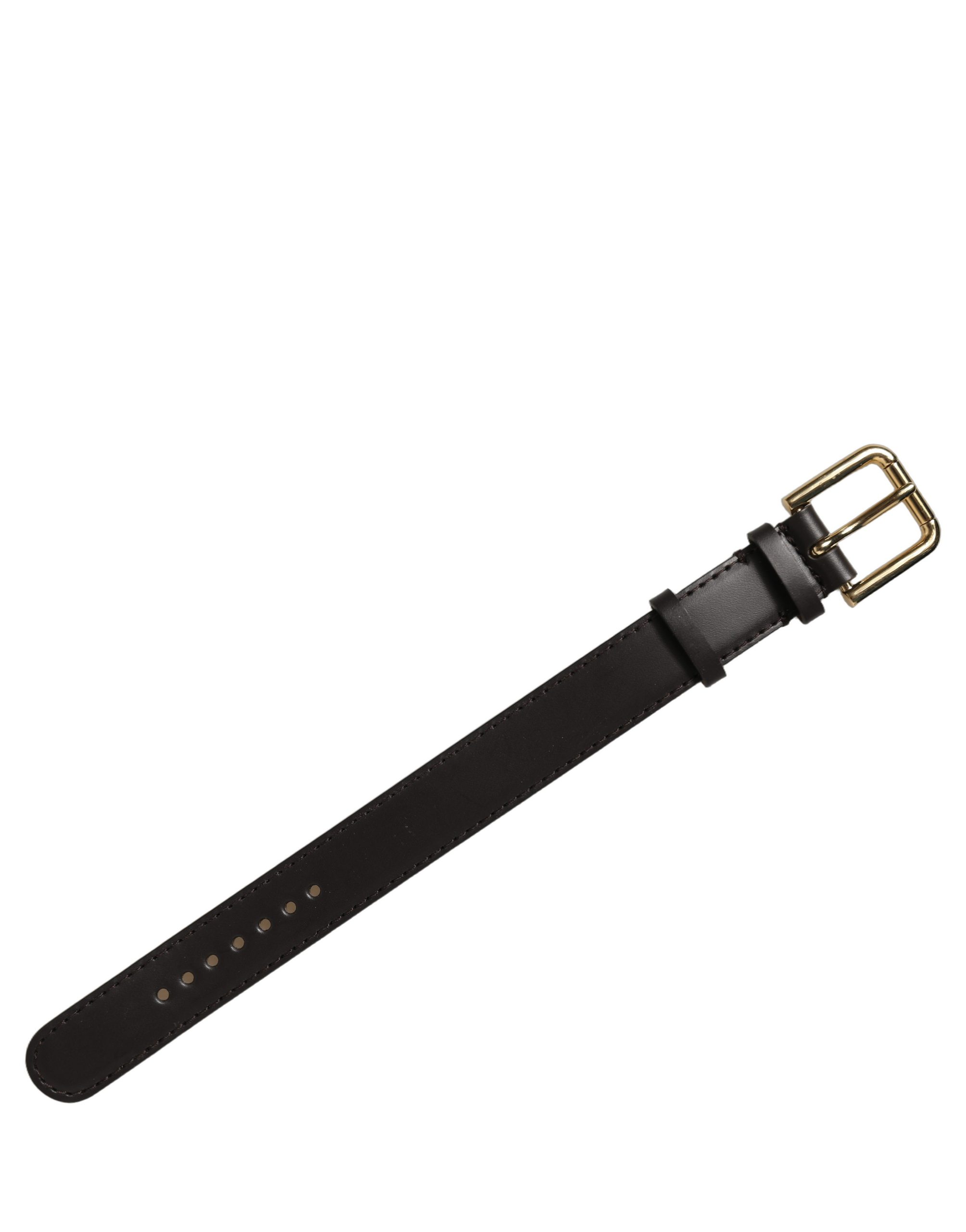 Dolce & Gabbana Black Calfskin Leather Gold Buckle Belt Strap Bracelet - Image 3