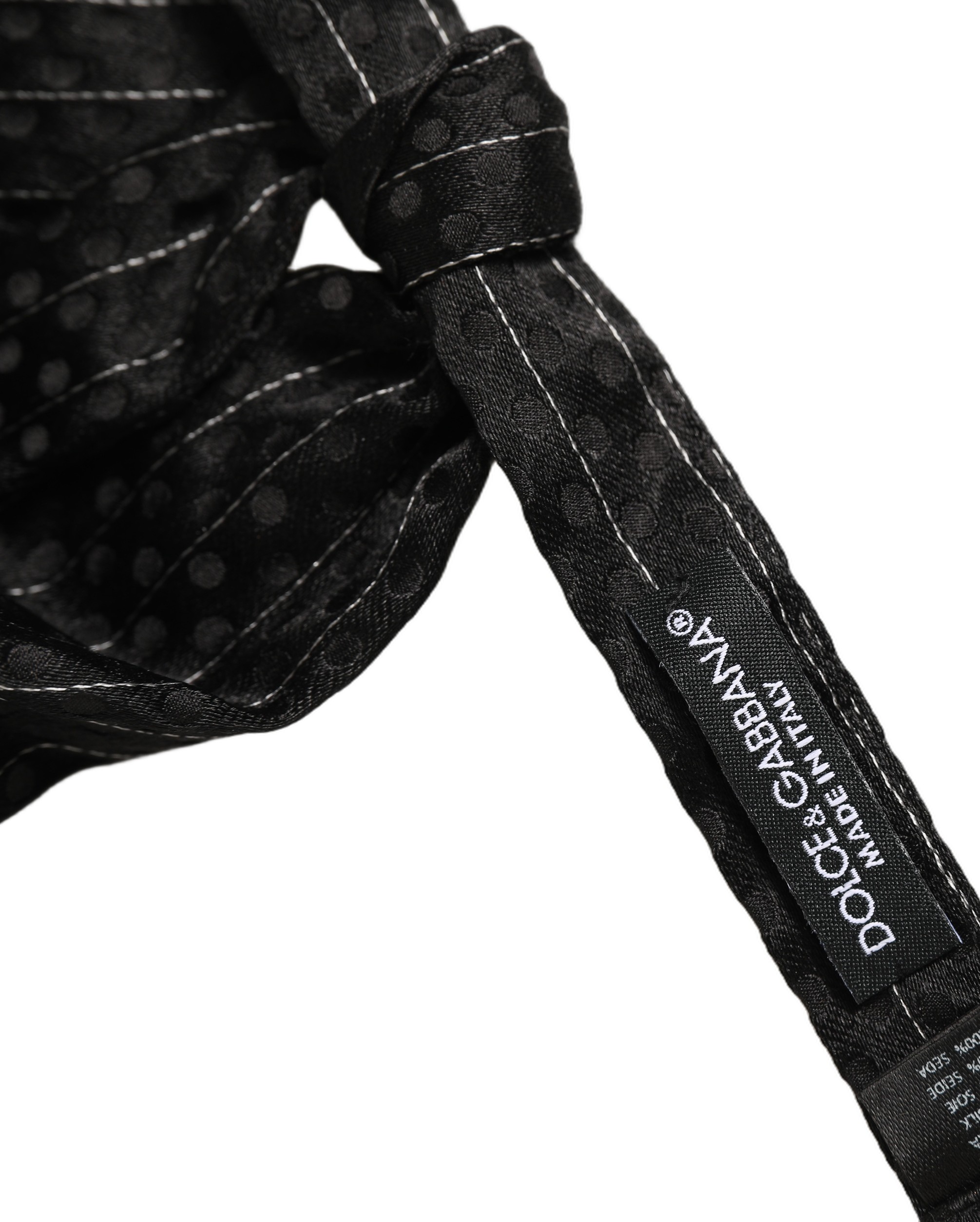 Dolce & Gabbana Men Black Pinstripe Silk Adjustable Neck Papillon Bow Tie - Image 6