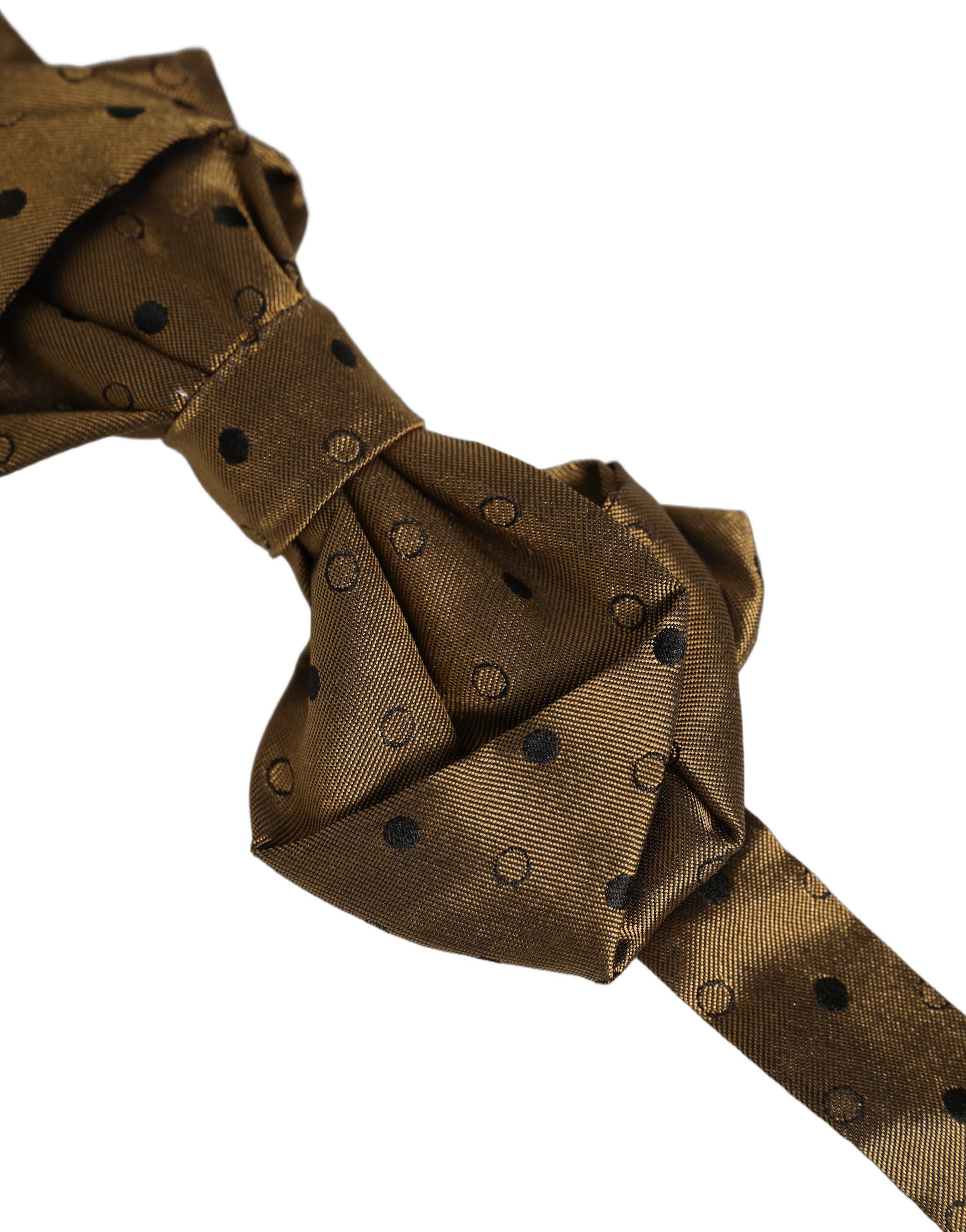 Dolce & Gabbana Men Brown Polka Dot Silk Adjustable Neck Papillon Bow Tie - Image 3