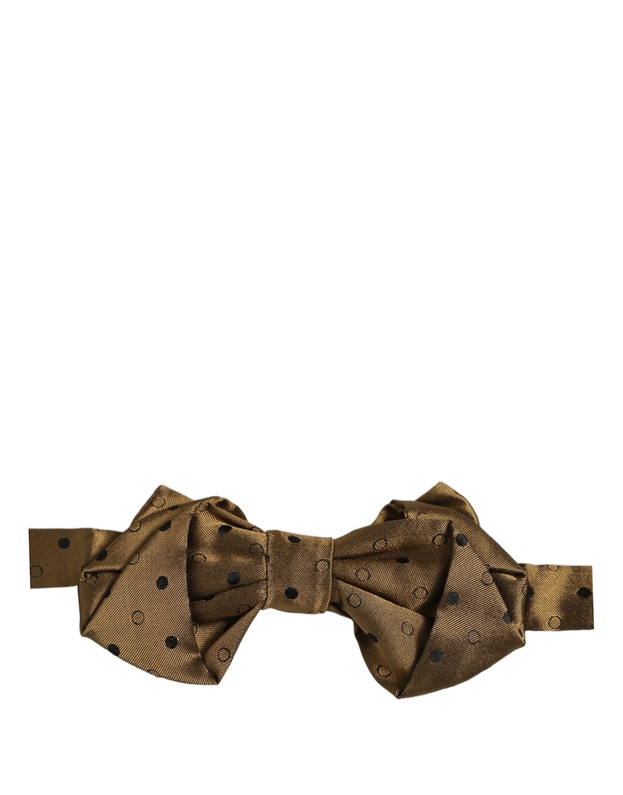 Dolce & Gabbana Men Brown Polka Dot Silk Adjustable Neck Papillon Bow Tie - Image 5