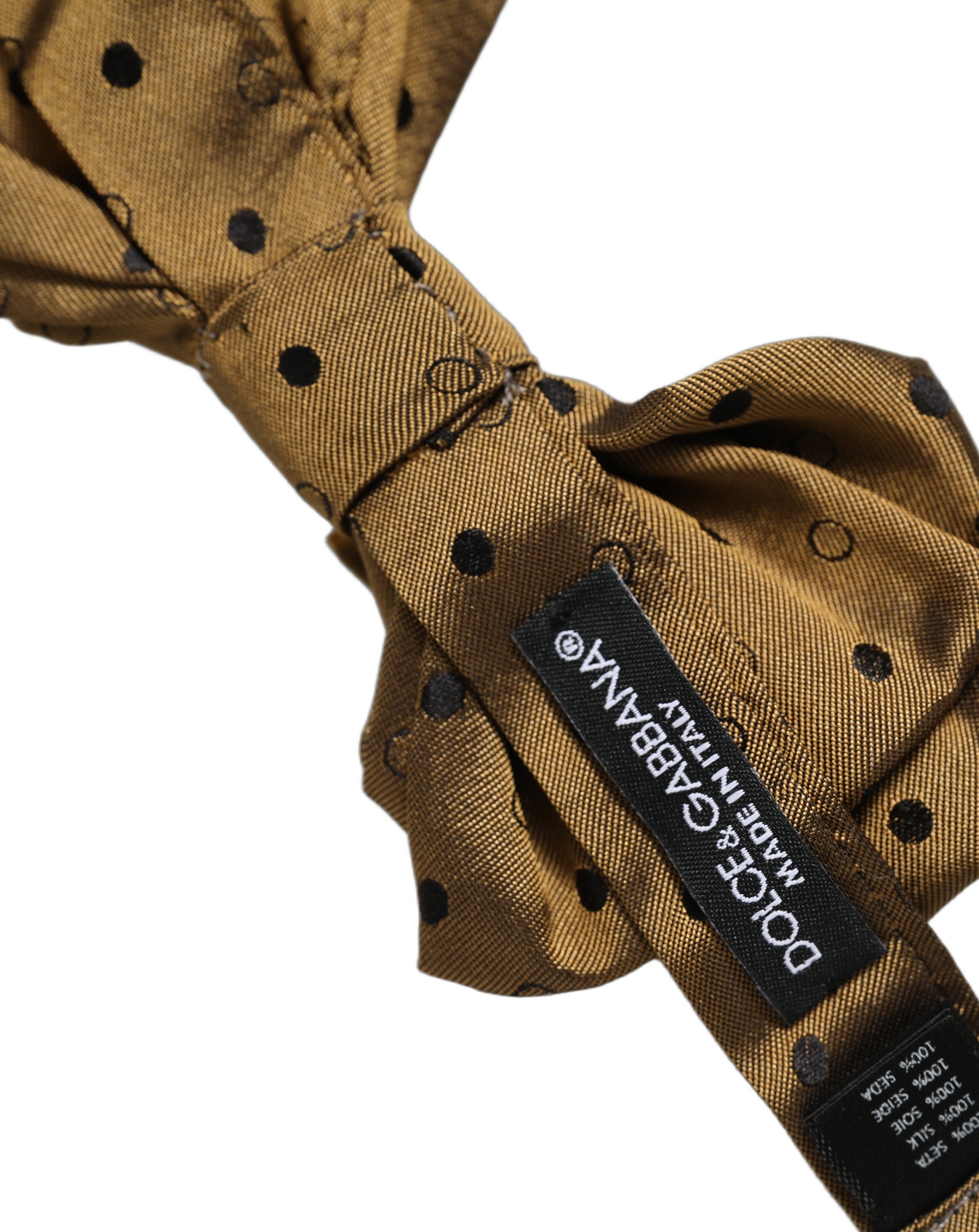 Dolce & Gabbana Men Brown Polka Dot Silk Adjustable Neck Papillon Bow Tie - Image 6