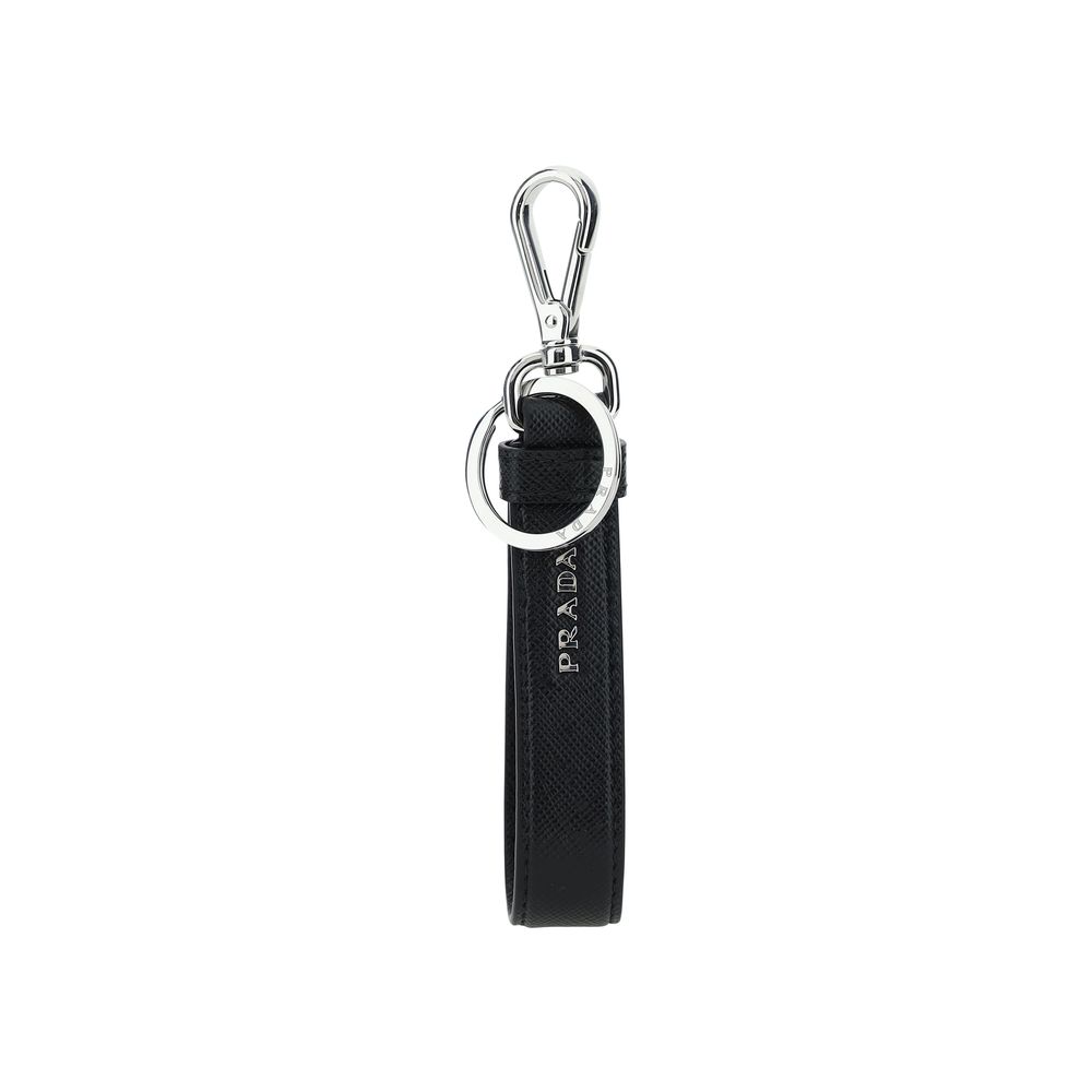 Prada Black Stainless Steel Keychain - Image 2