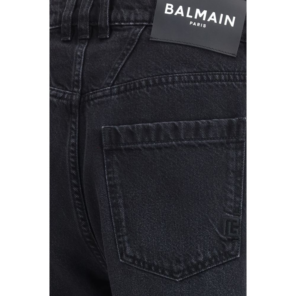 Balmain Black Cotton Straight-Leg Jeans - Image 3