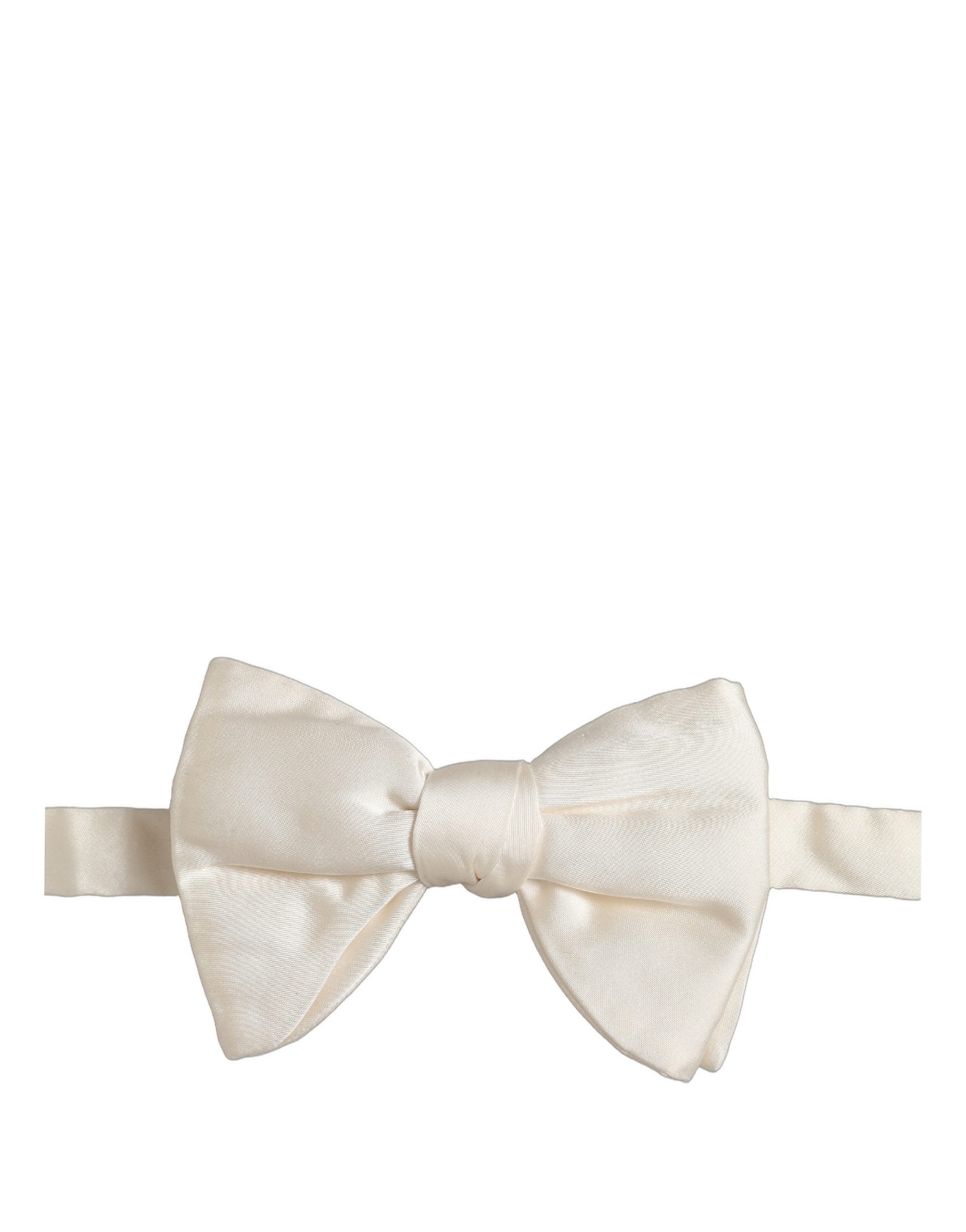 Dolce & Gabbana Men White 100% Silk Adjustable Neck Papillon Bow Tie - Image 2