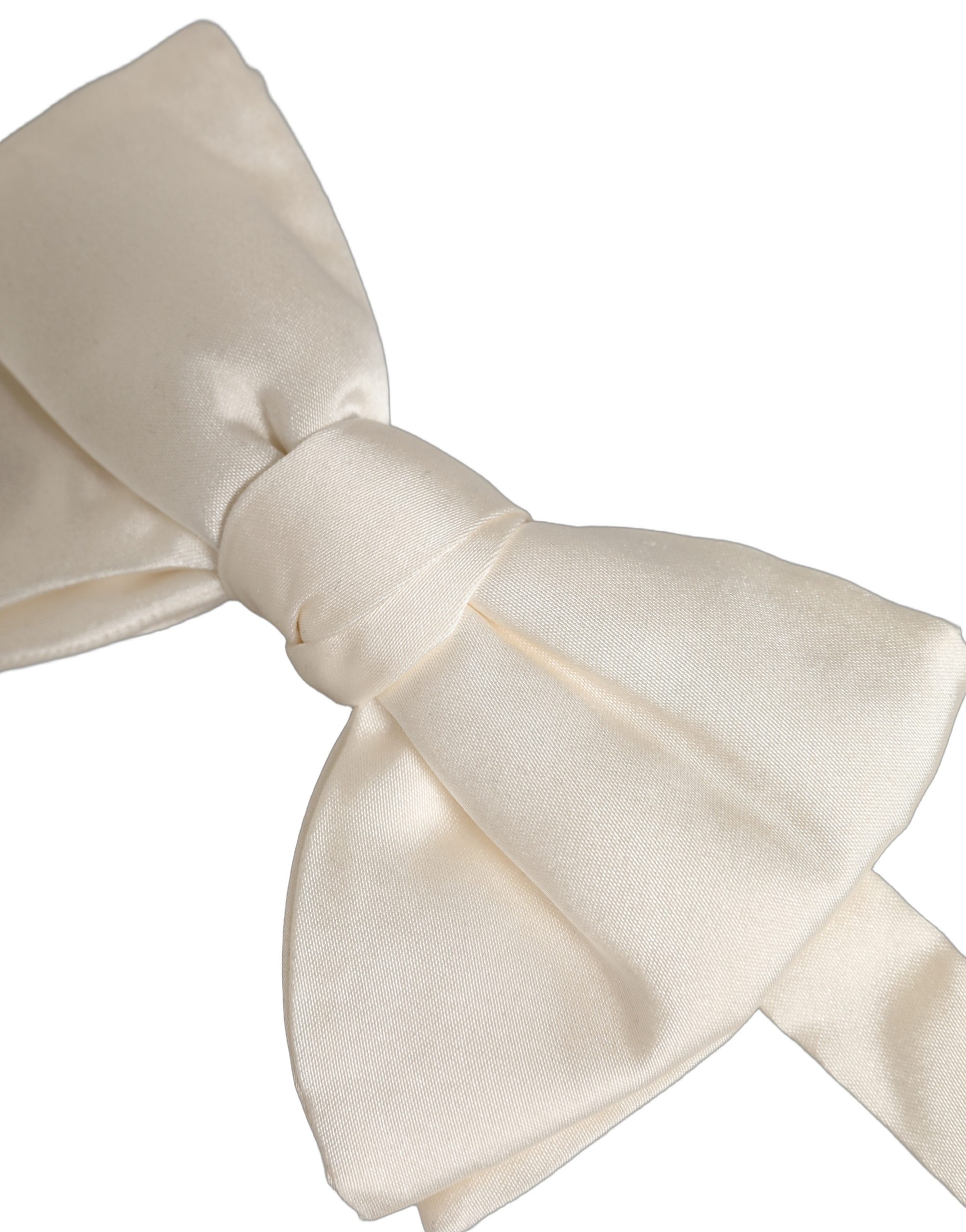 Dolce & Gabbana Men White 100% Silk Adjustable Neck Papillon Bow Tie - Image 4
