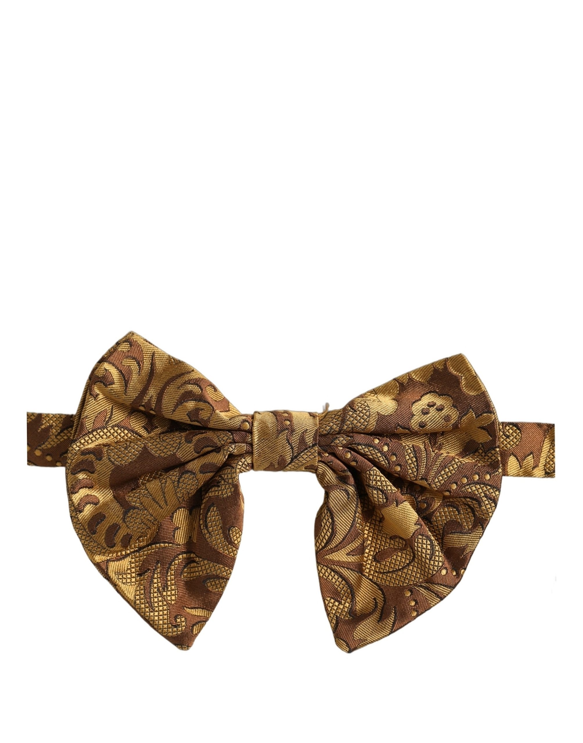 Dolce & Gabbana Men Brown Floral Silk Adjustable Neck Papillon Bow Tie - Image 2